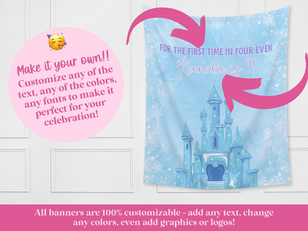 Ice Castle Frozen Birthday Party Banner Backdrop IV