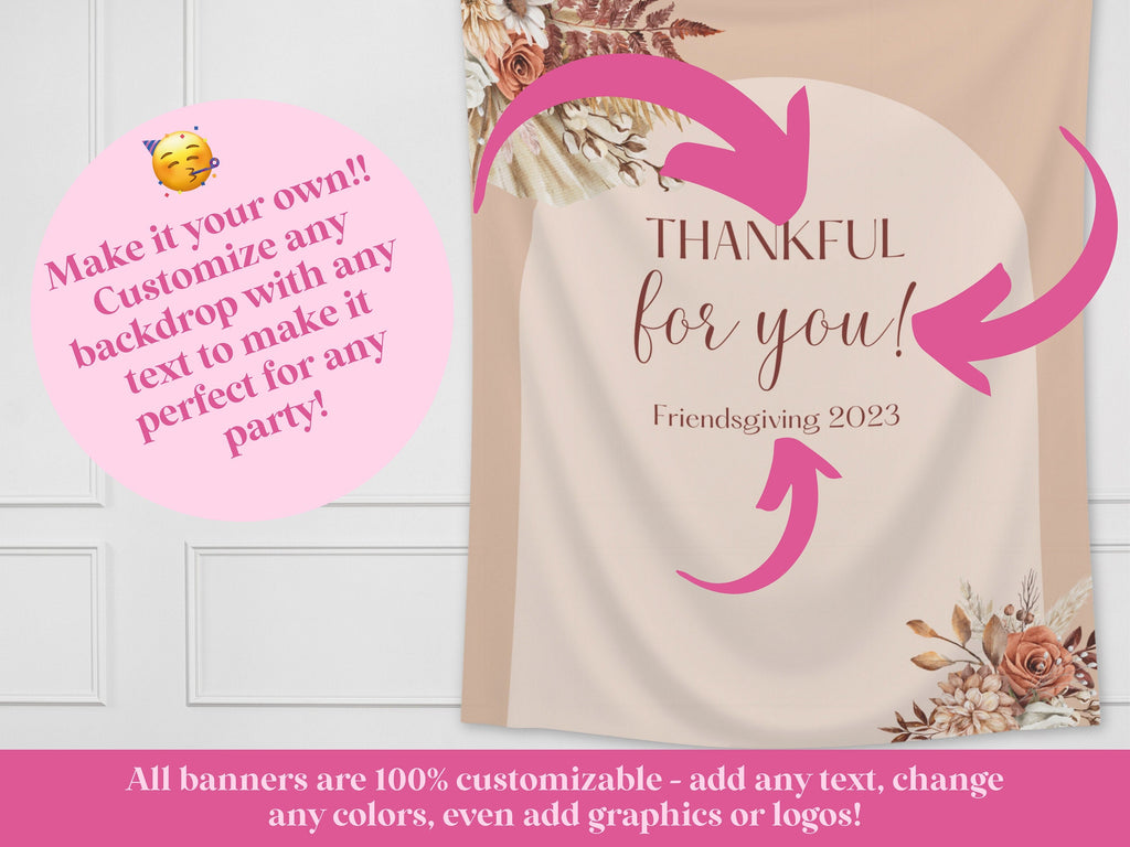 Happy Friendsgiving Boho Floral Arch Banner