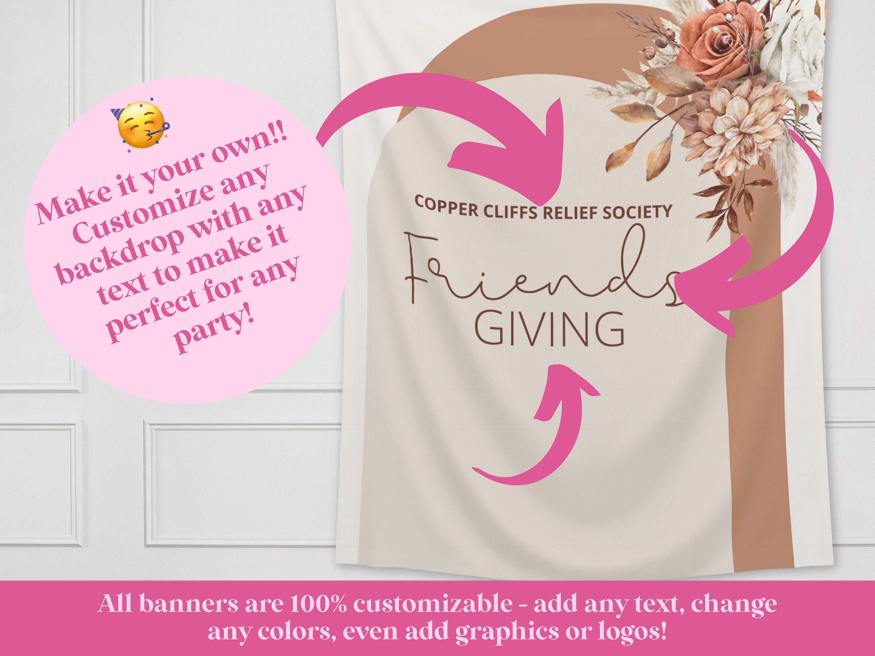 Thanksgiving Boho Arch Fall Floral Banner