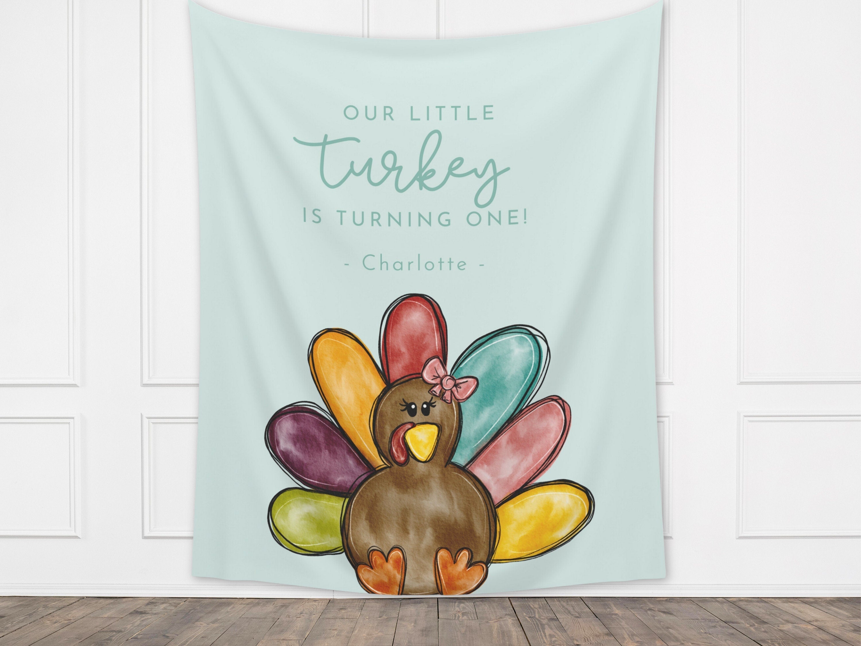 A Little Turkey Girl's Birthday Backdrop
