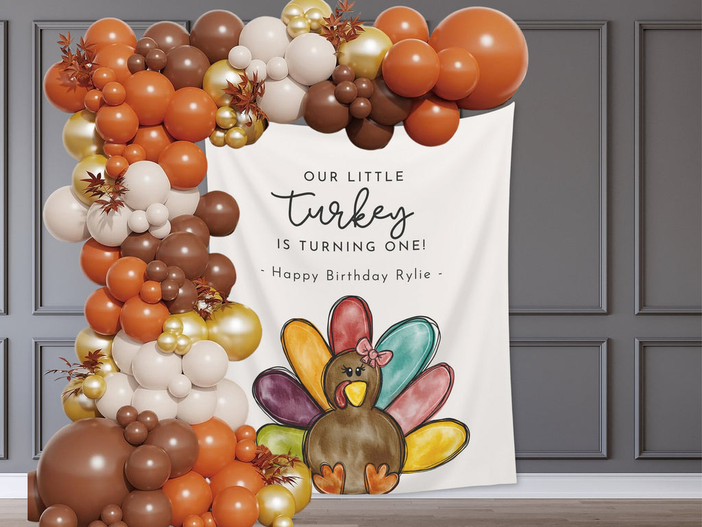 A Little Turkey Girl's Birthday Backdrop