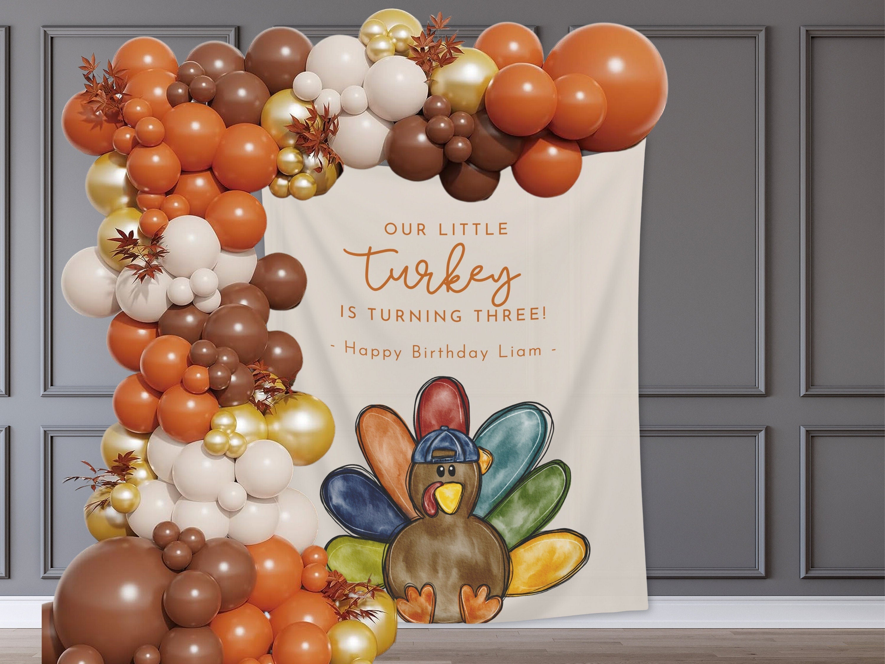 A Little Turkey Boy's Birthday Backdrop