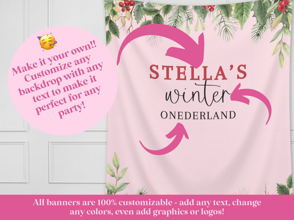 Santa Baby Custom Baby Shower Banner | Holiday Party Backdrop for Balloon Garland | Mistletoe | Winter ONEderland | December Birthday Party