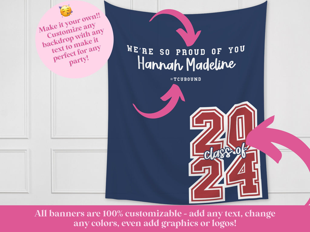 Varsity Letters Class of 2025 Graduation Party Banner Backdrop