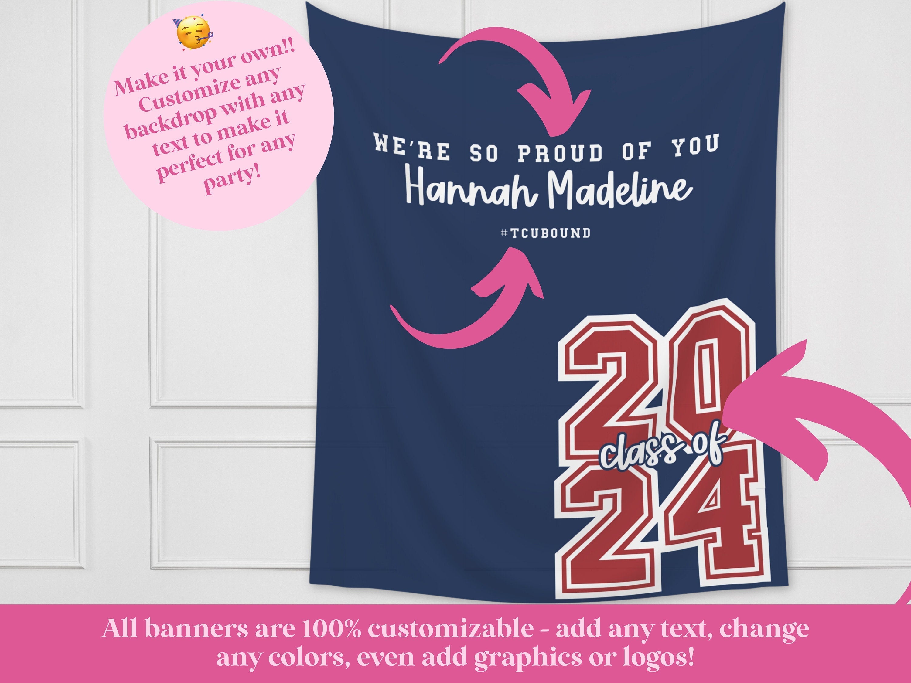 Varsity Letters Class of 2025 Graduation Party Banner Backdrop