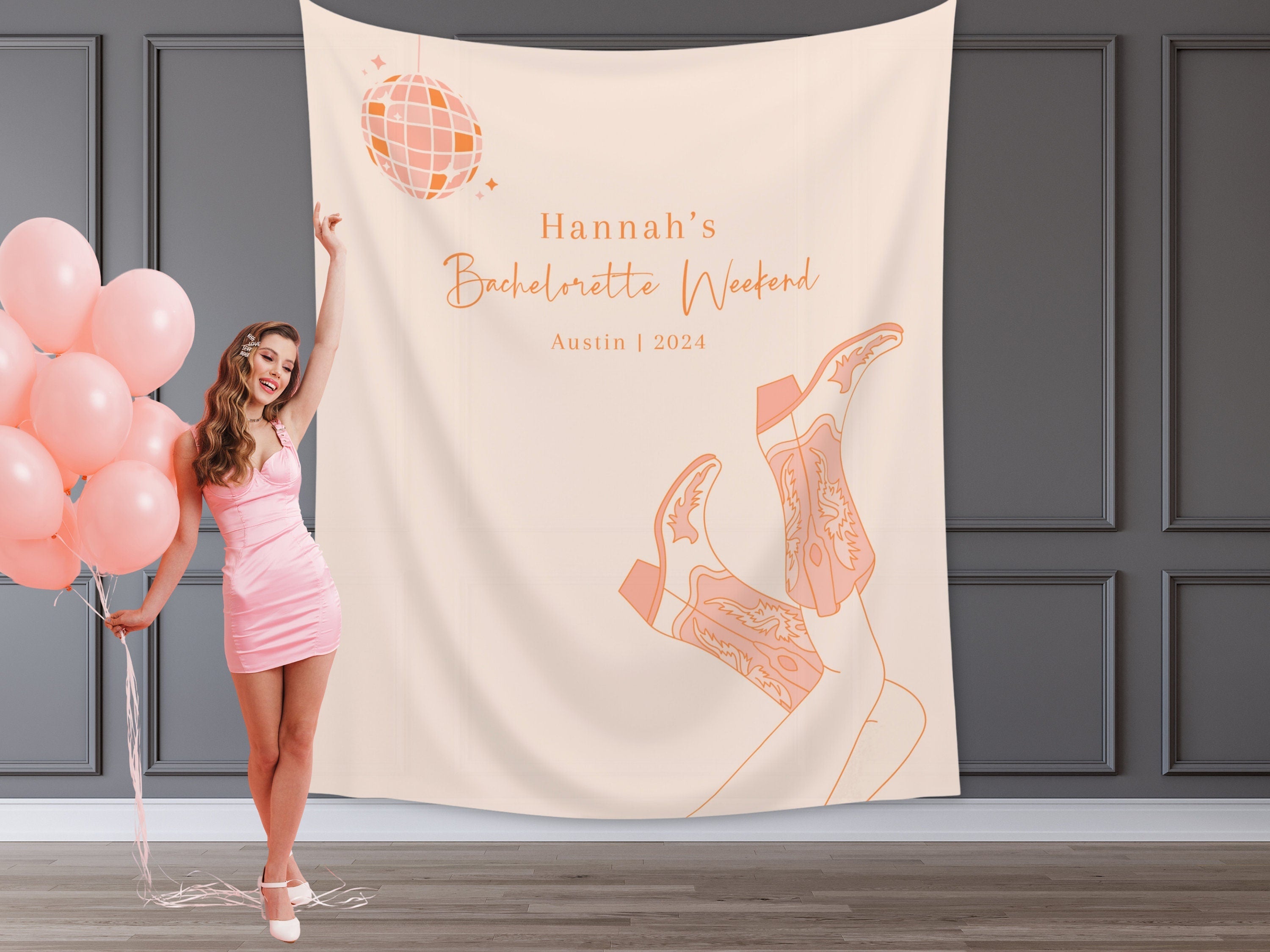 The Disco Cowgirl Custom Bachelorette Party Banner Backdrop