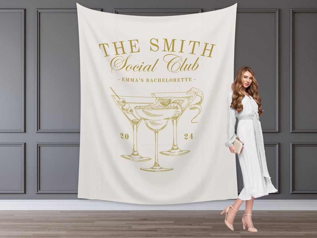 Luxury Custom Bachelorette Social Club Banner Backdrop