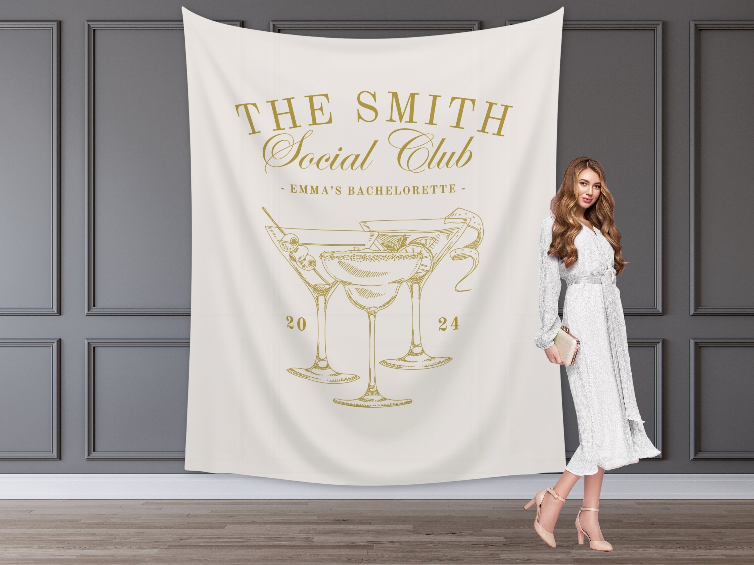 Luxury Custom Bachelorette Social Club Banner Backdrop