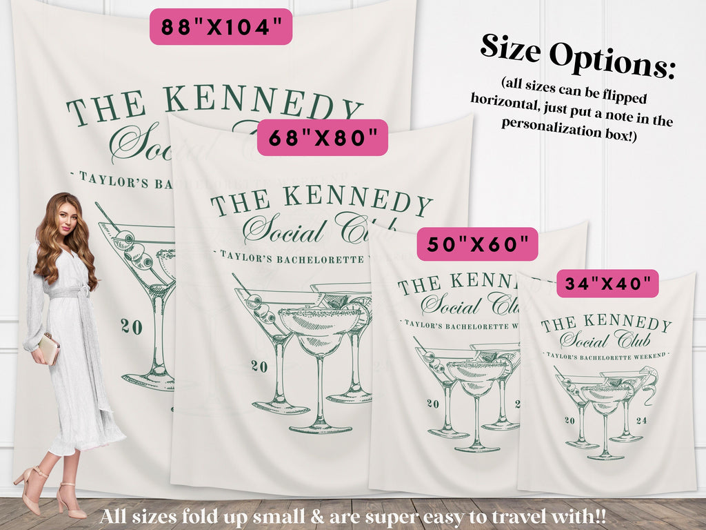 Luxury Custom Bachelorette Social Club Banner Backdrop