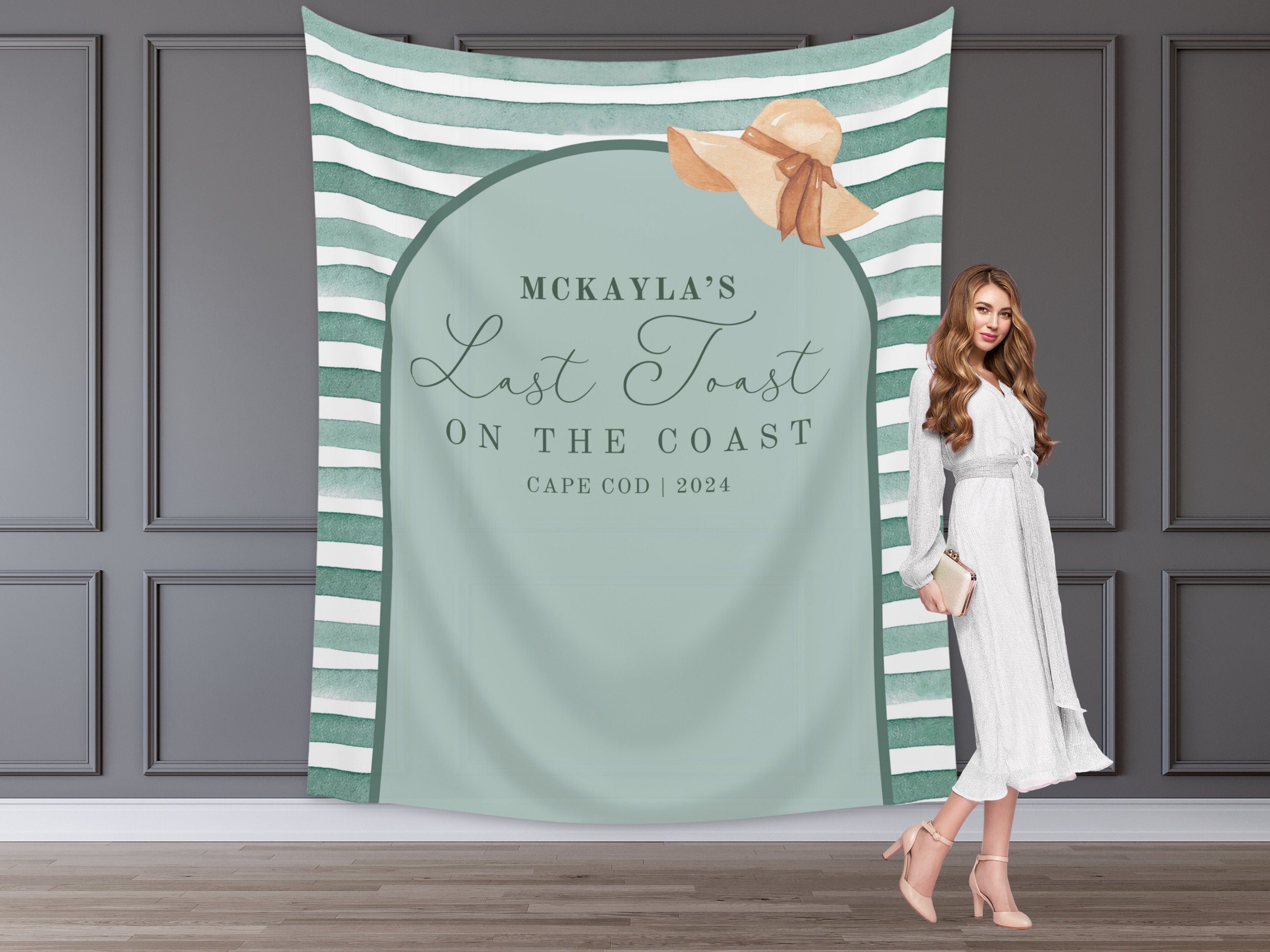 Last Toast Custom Beach Bachelorette Banner Backdrop