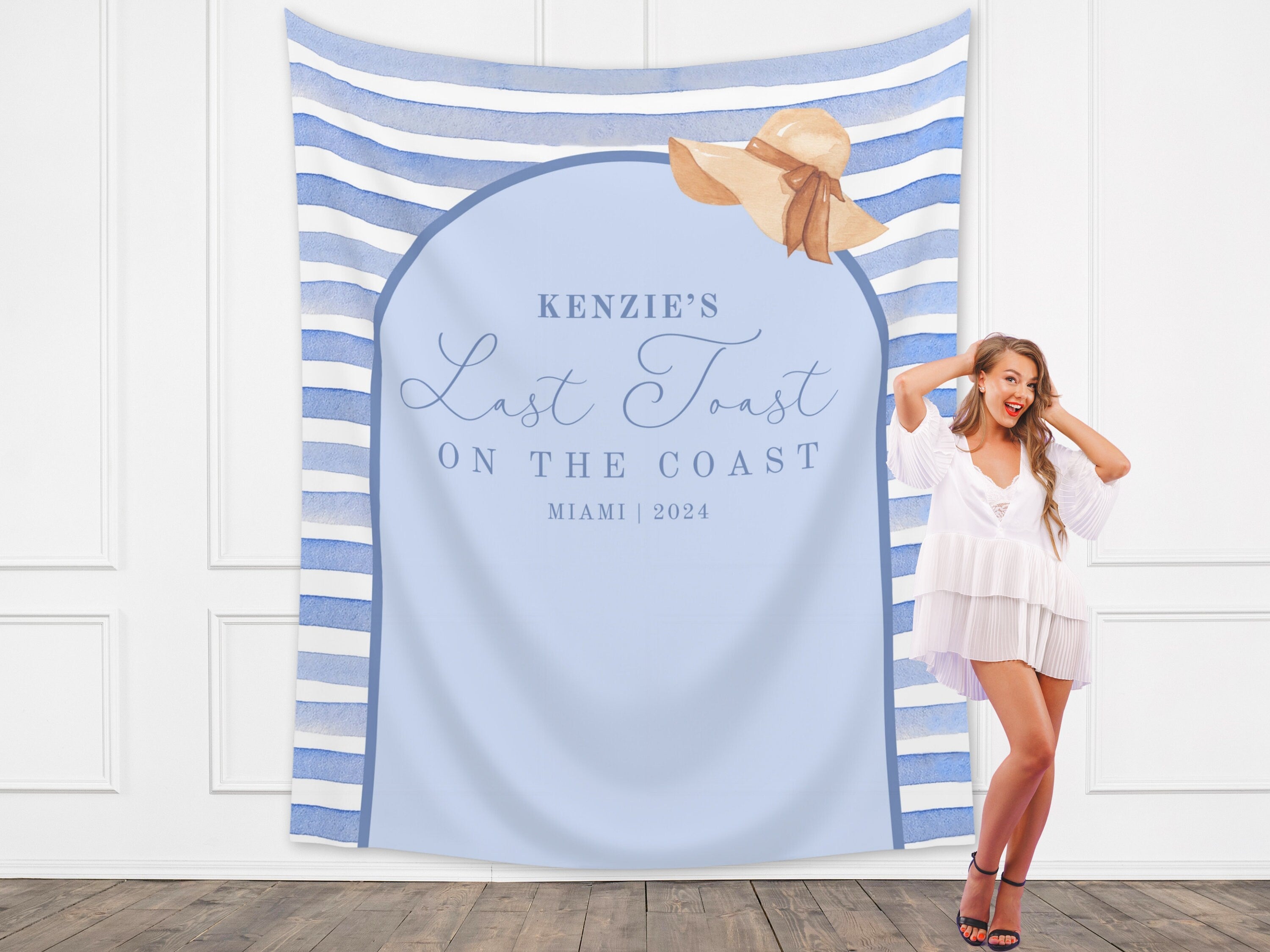 Last Toast Custom Beach Bachelorette Banner Backdrop