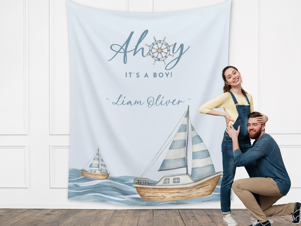 Ahoy It's a Boy Custom Baby Shower Banner Backdrop
