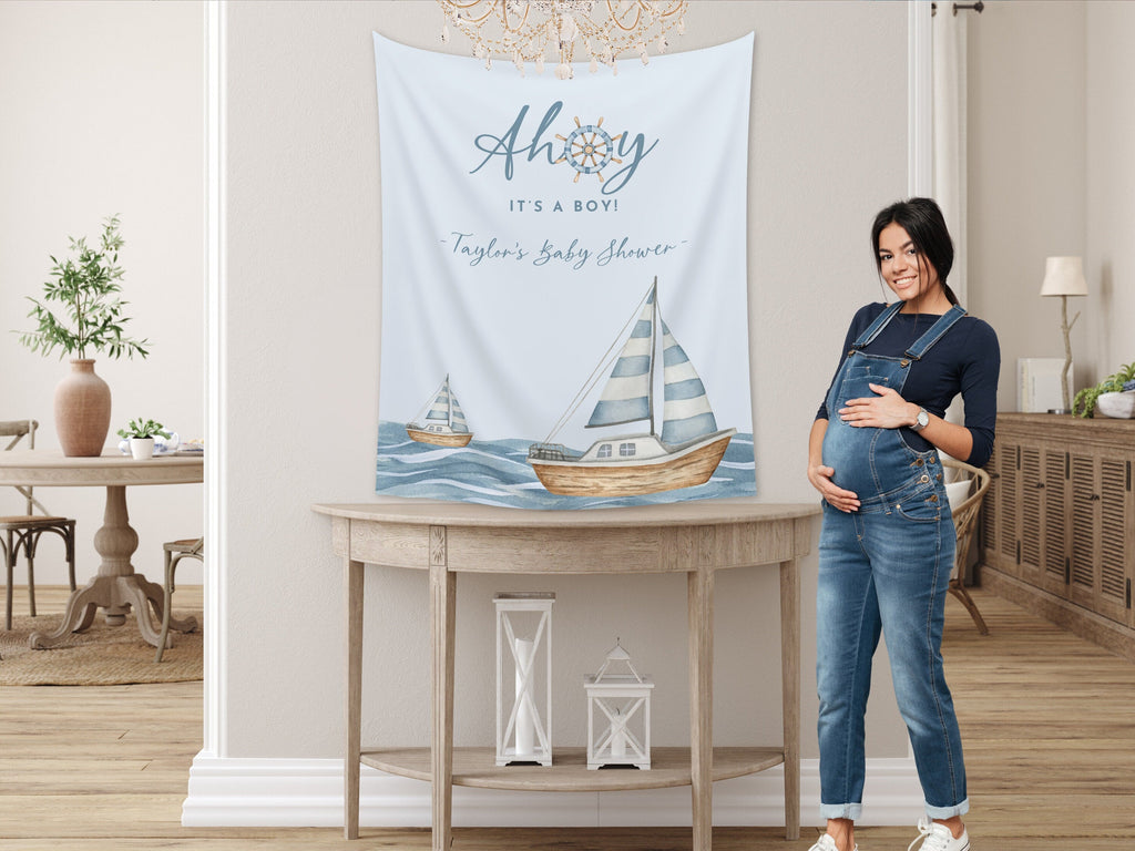 Ahoy It's a Boy Custom Baby Shower Banner Backdrop