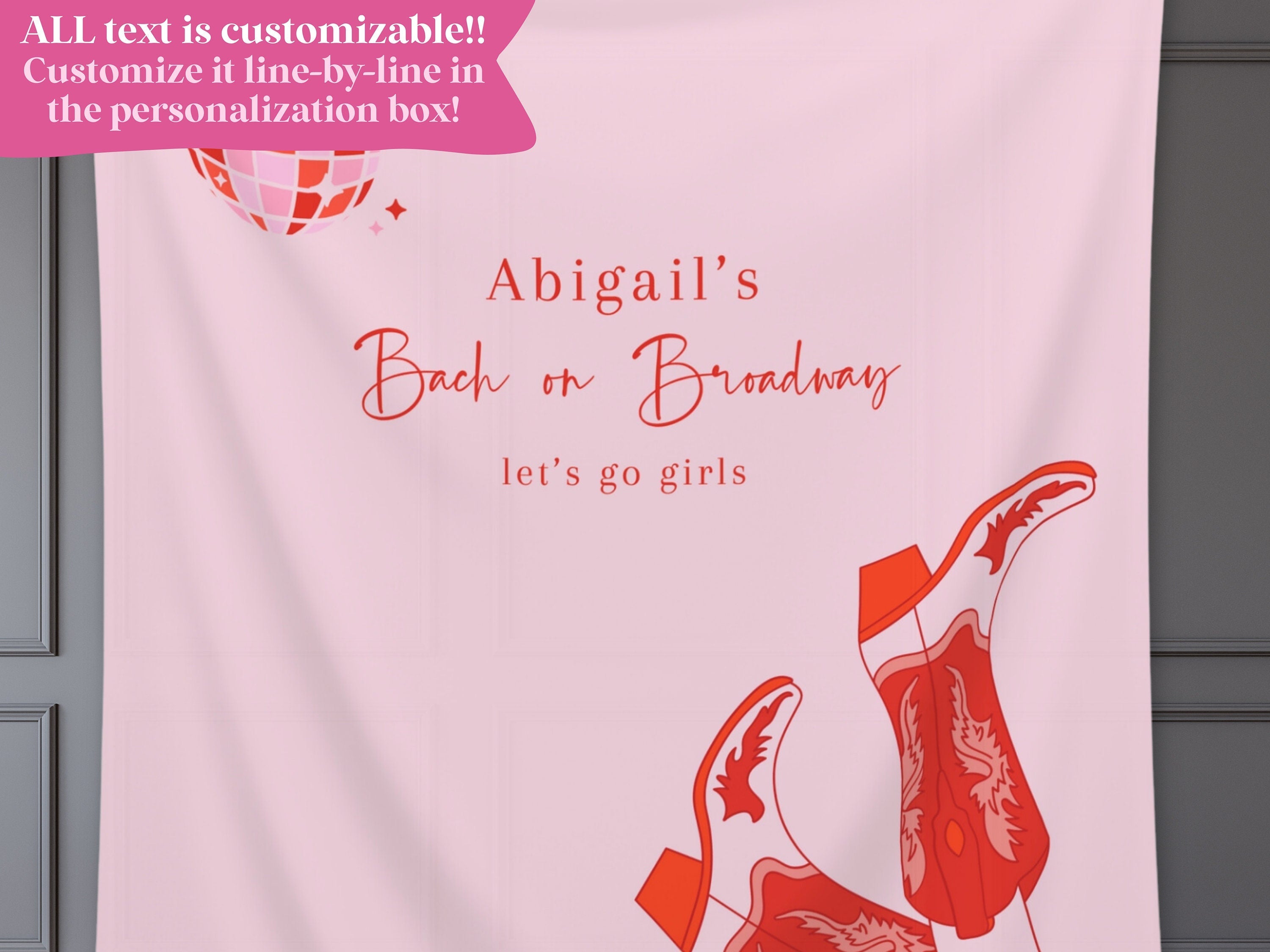 The Disco Cowgirl Custom Bachelorette Party Banner Backdrop