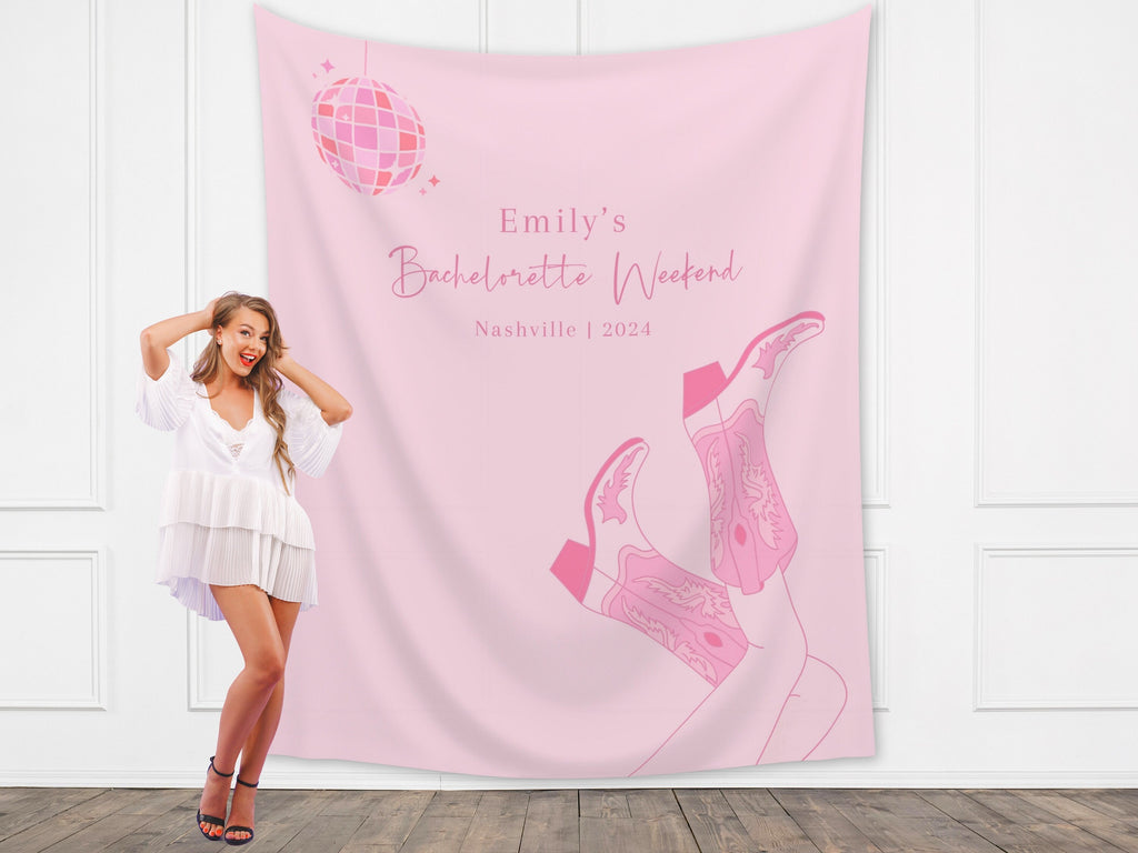 The Disco Cowgirl Custom Bachelorette Party Banner Backdrop