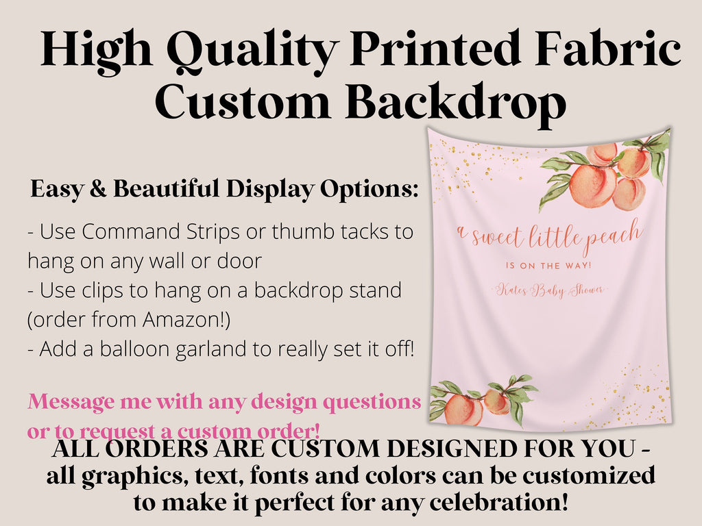 Sweet as a Peach Custom Baby Shower Banner | Little Peach Personalized Girl Baby Shower | Gender Neutral Baby Shower | Cutie Shower Décor