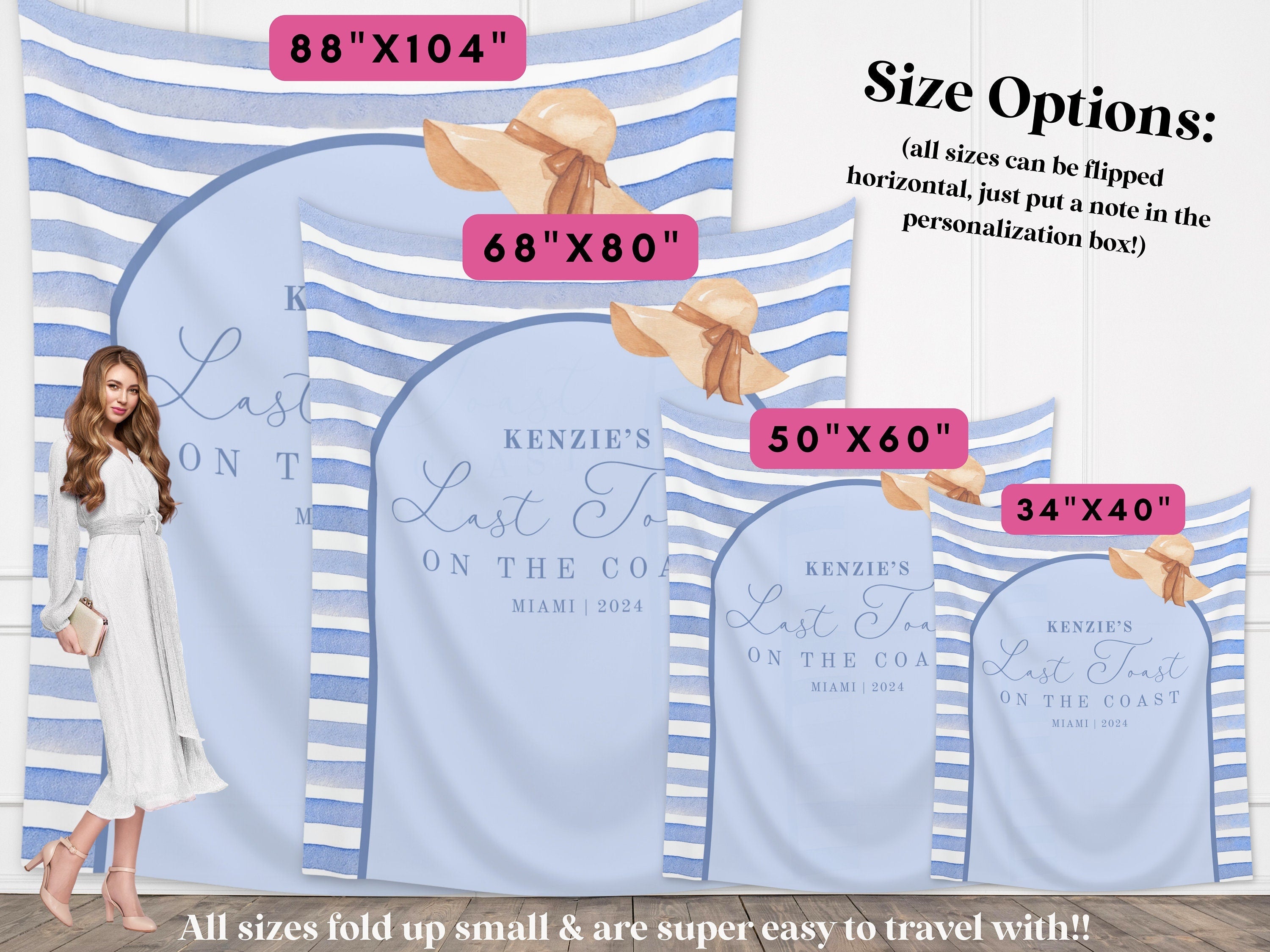 Last Toast Custom Beach Bachelorette Banner Backdrop