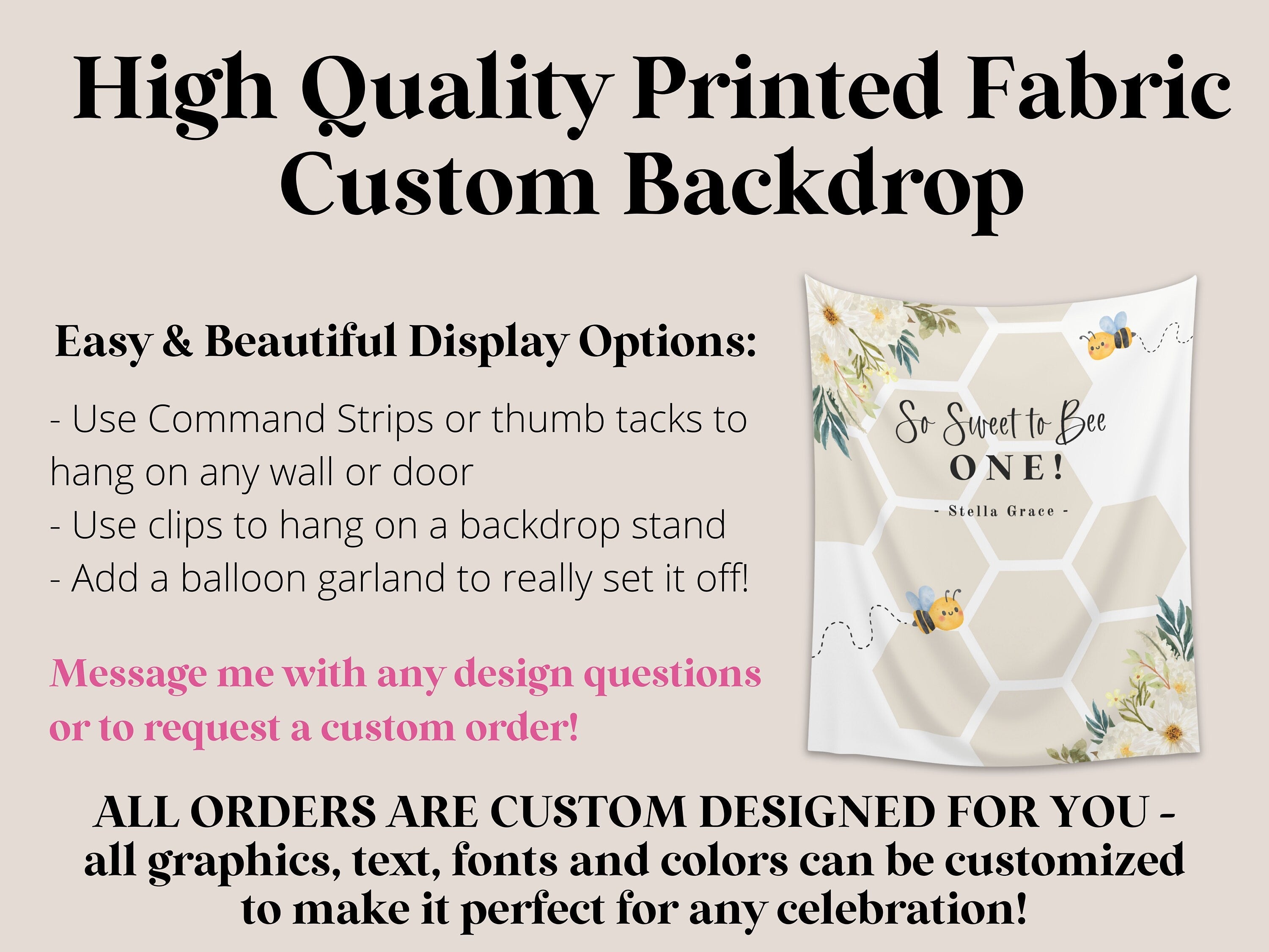 Sweet to Bee One Custom Banner | Bee-Day Party | Bumble Bee Décor | Little Honey Bee Personalized 1st, 2nd or 3rd Birthday Party Backdrop