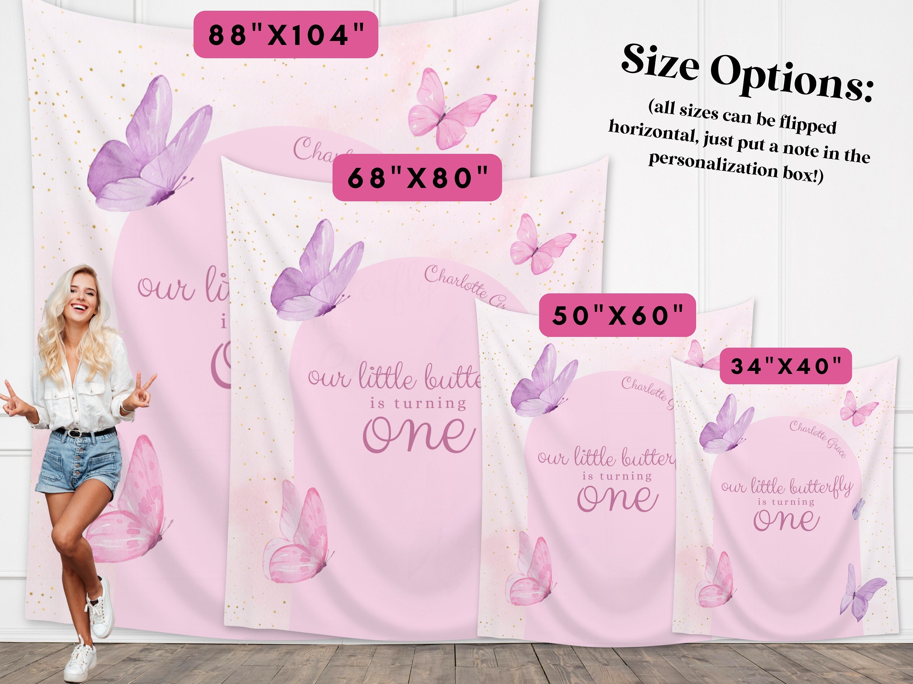 Little Butterfly Party Custom Banner Backdrop