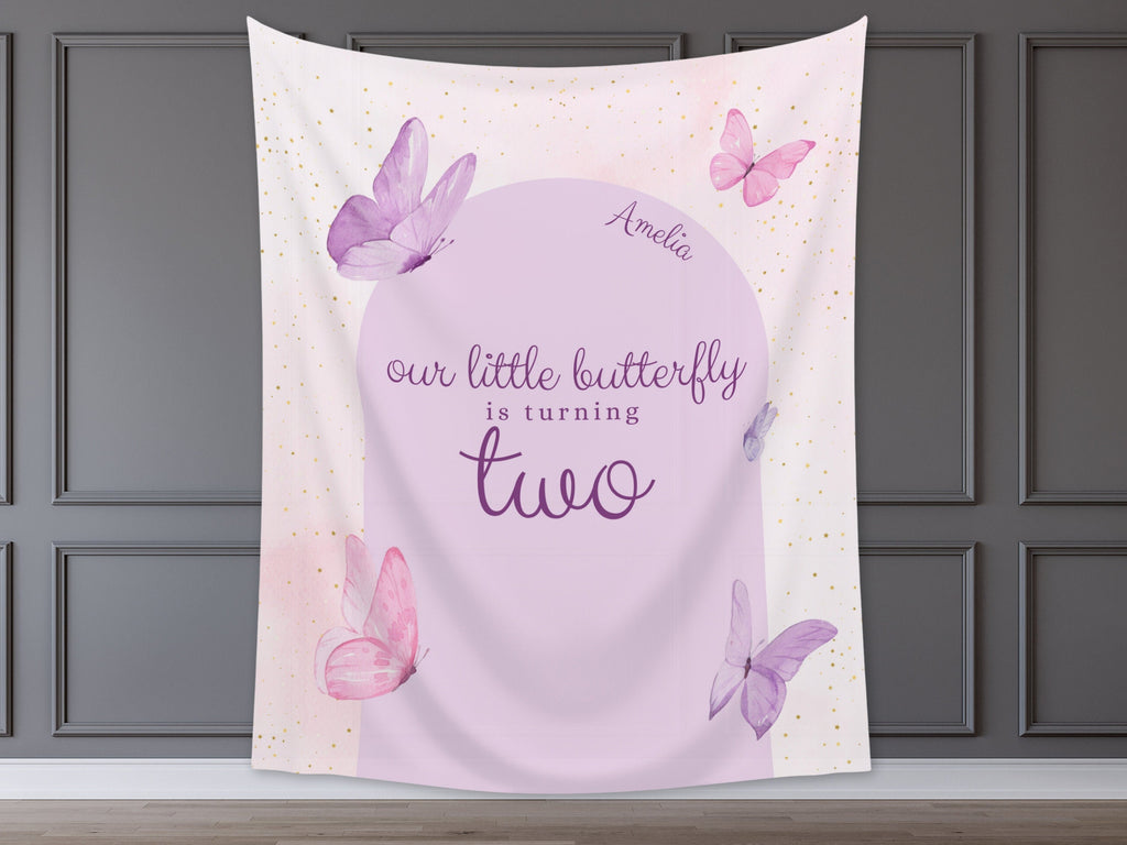 Little Butterfly Party Custom Banner Backdrop