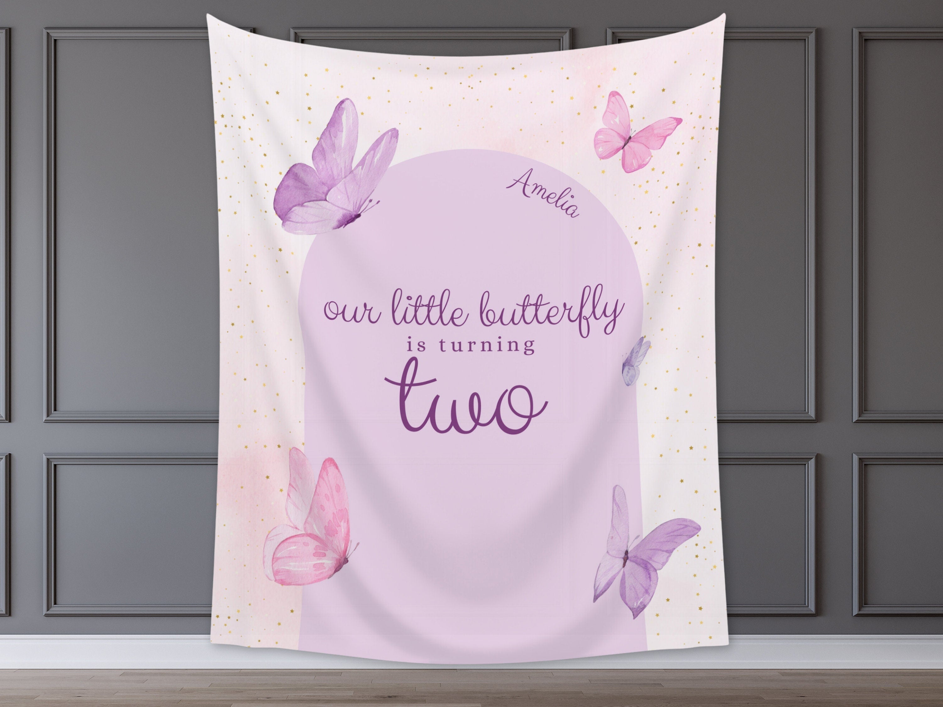 Little Butterfly Party Custom Banner Backdrop