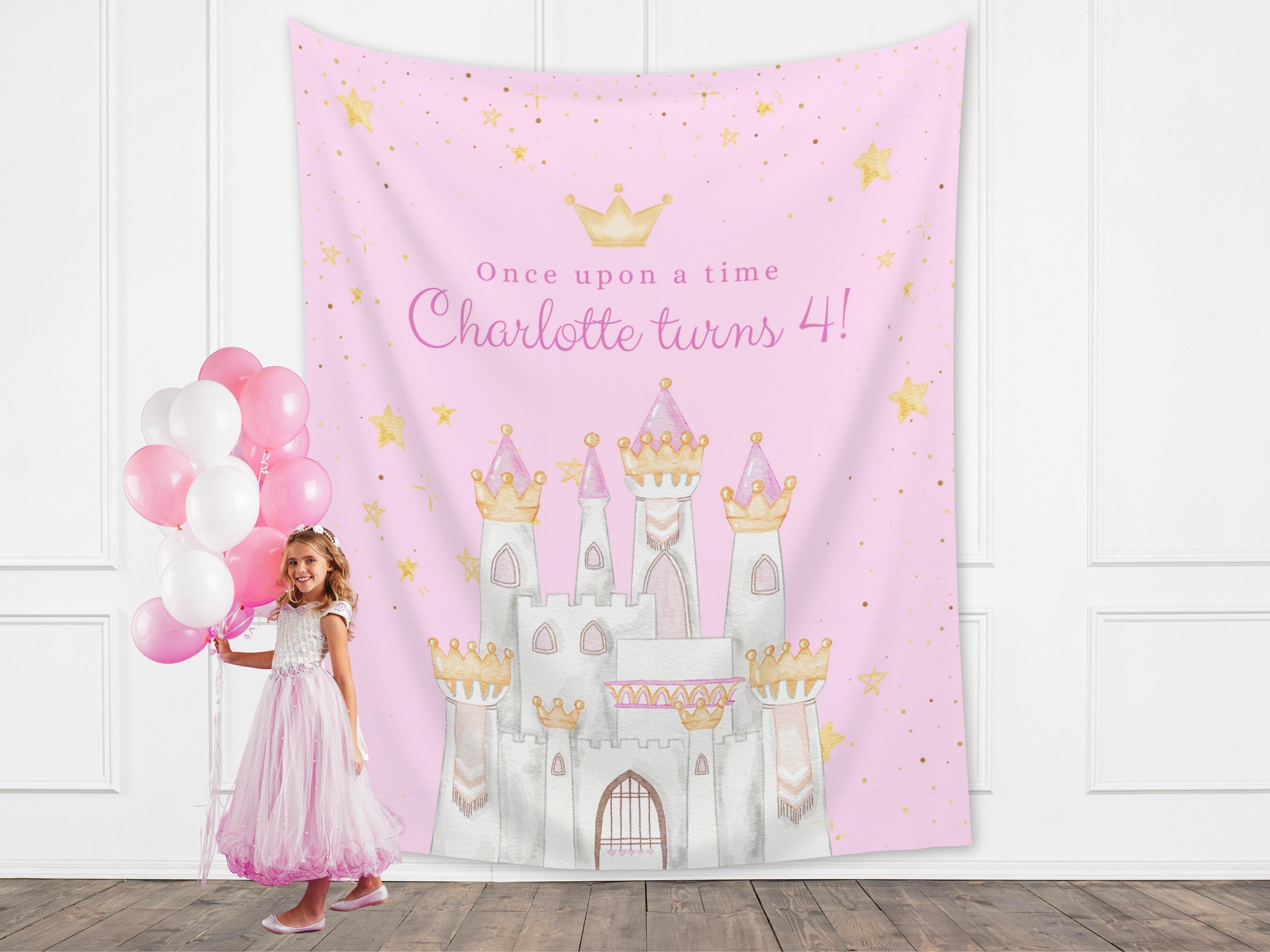Princess Party Custom Banner, Magical Birthday Backdrop, Pink Girl Birthday Party Décor, Unicorn, Baby Shower, Girl 1st Birthday Girl Gift