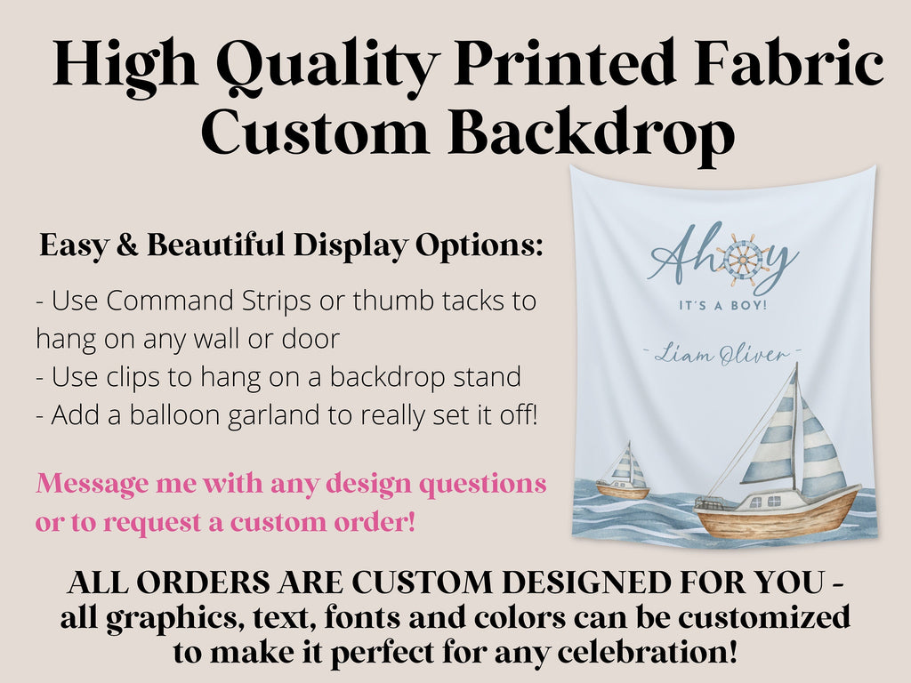 Ahoy It's a Boy Custom Baby Shower Banner Backdrop