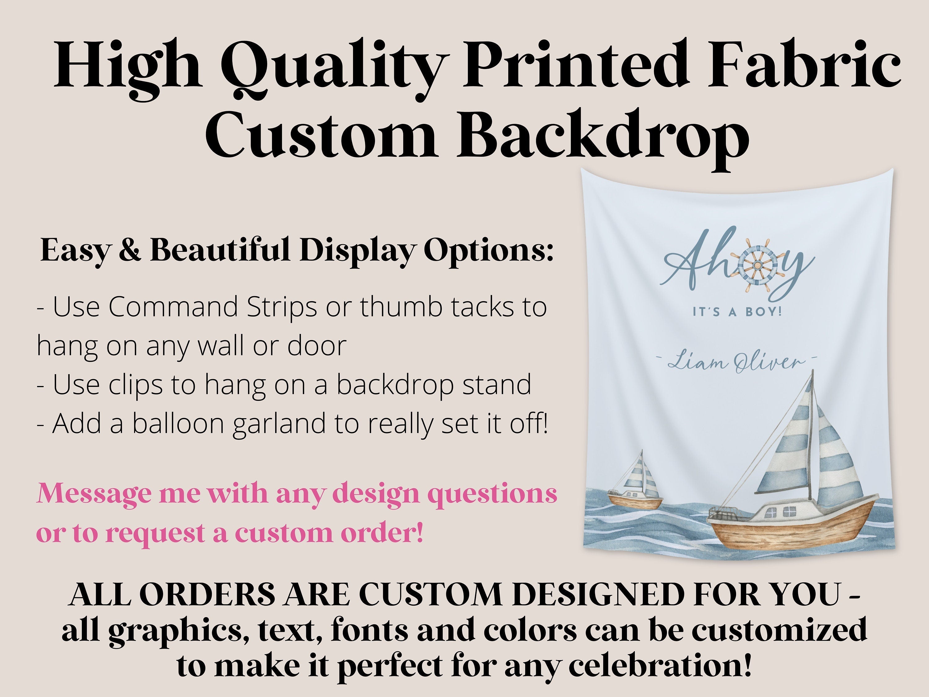 Ahoy It's a Boy Custom Baby Shower Banner Backdrop