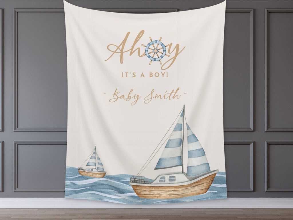 Ahoy It's a Boy Custom Baby Shower Banner Backdrop