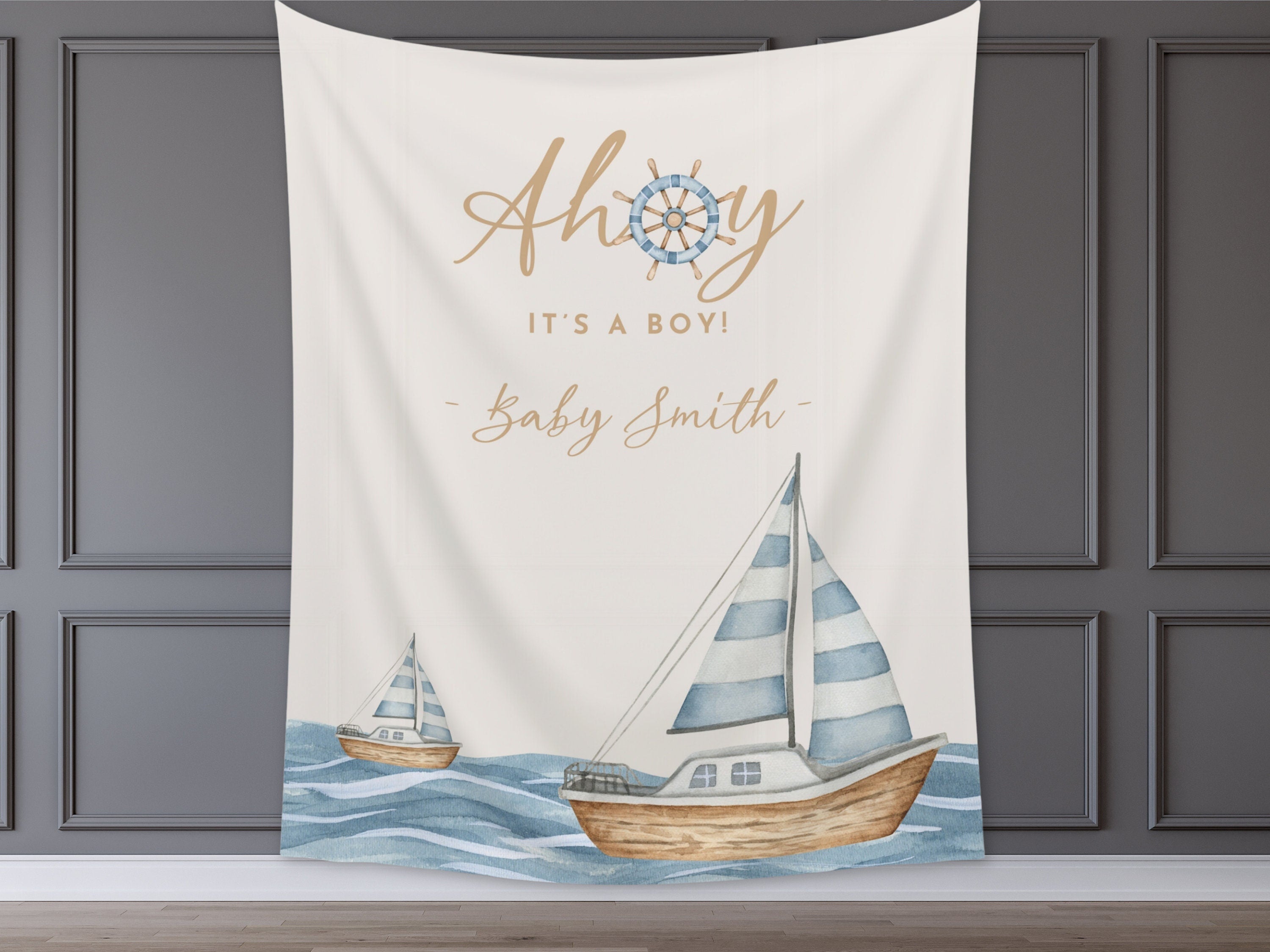 Ahoy It's a Boy Custom Baby Shower Banner Backdrop