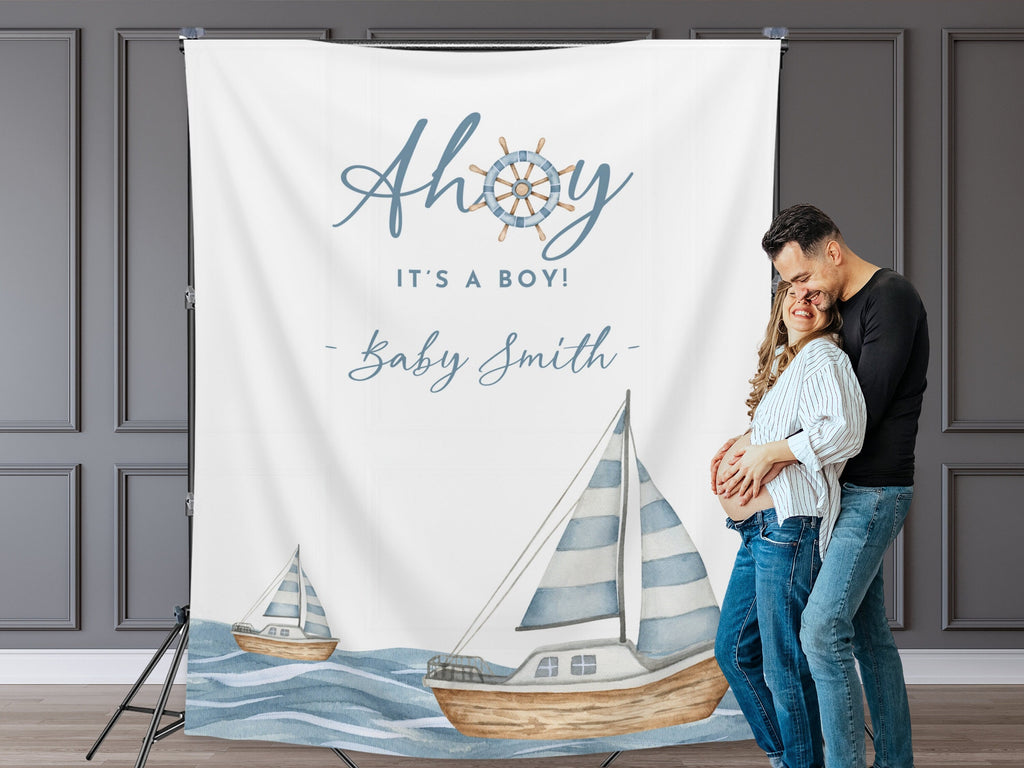 Ahoy It's a Boy Custom Baby Shower Banner Backdrop