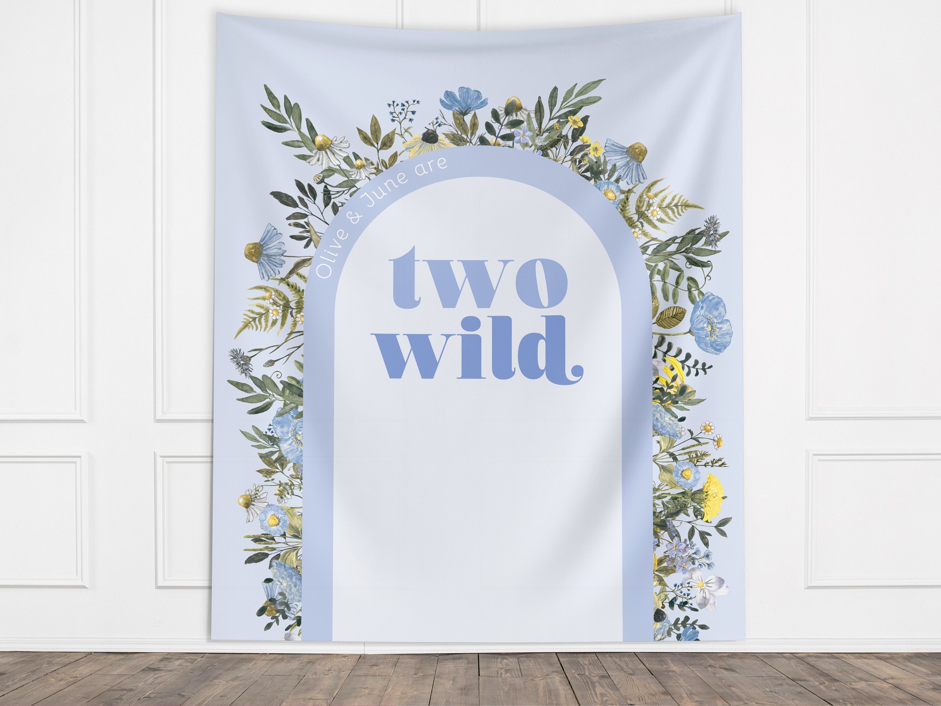 Two Wild Custom Text Backdrop, She's a Little Wildflower, Custom 2nd Birthday Party Backdrop, Girl Birthday, Boho Birthday, Retro Flowers