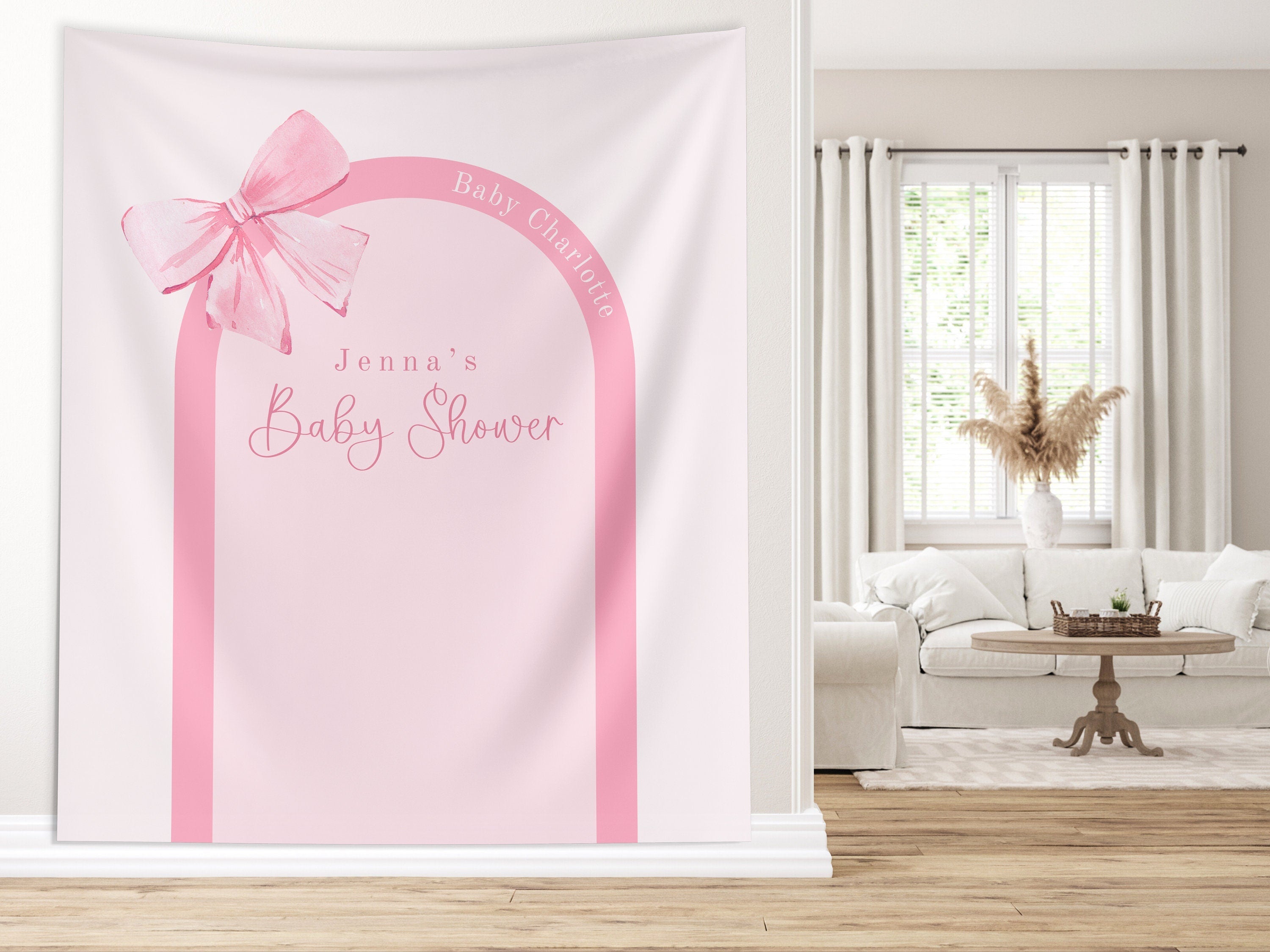 Bow Baby Shower Custom Banner Backdrop