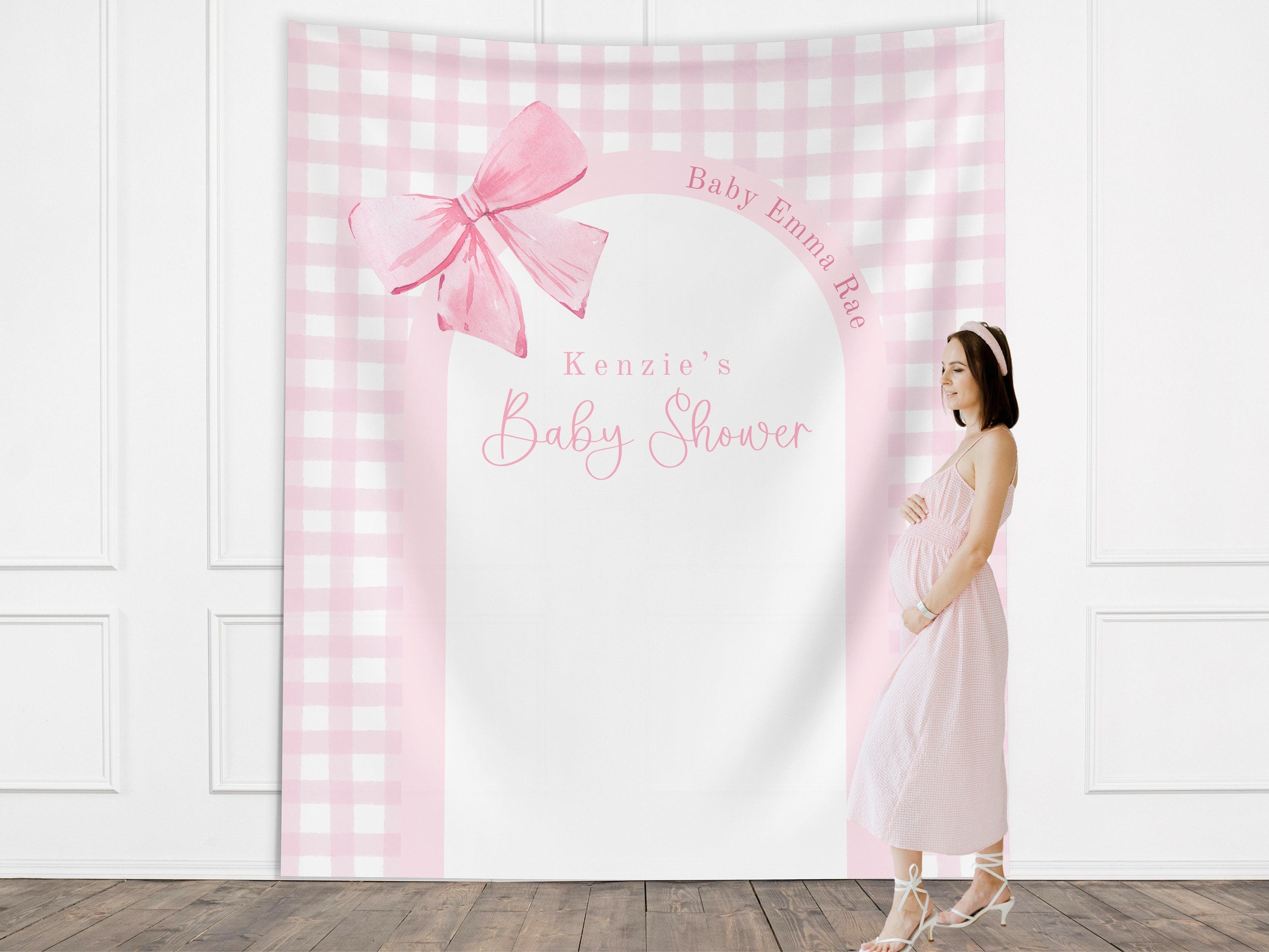 Bow Baby Shower Custom Banner Backdrop