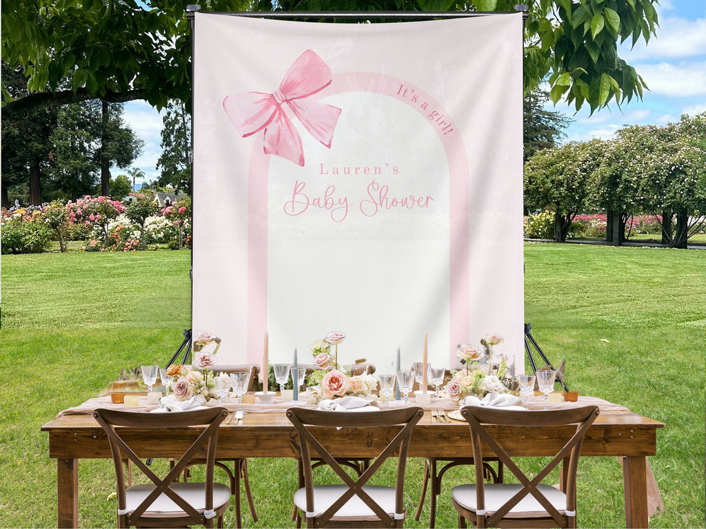 Bow Baby Shower Custom Banner Backdrop