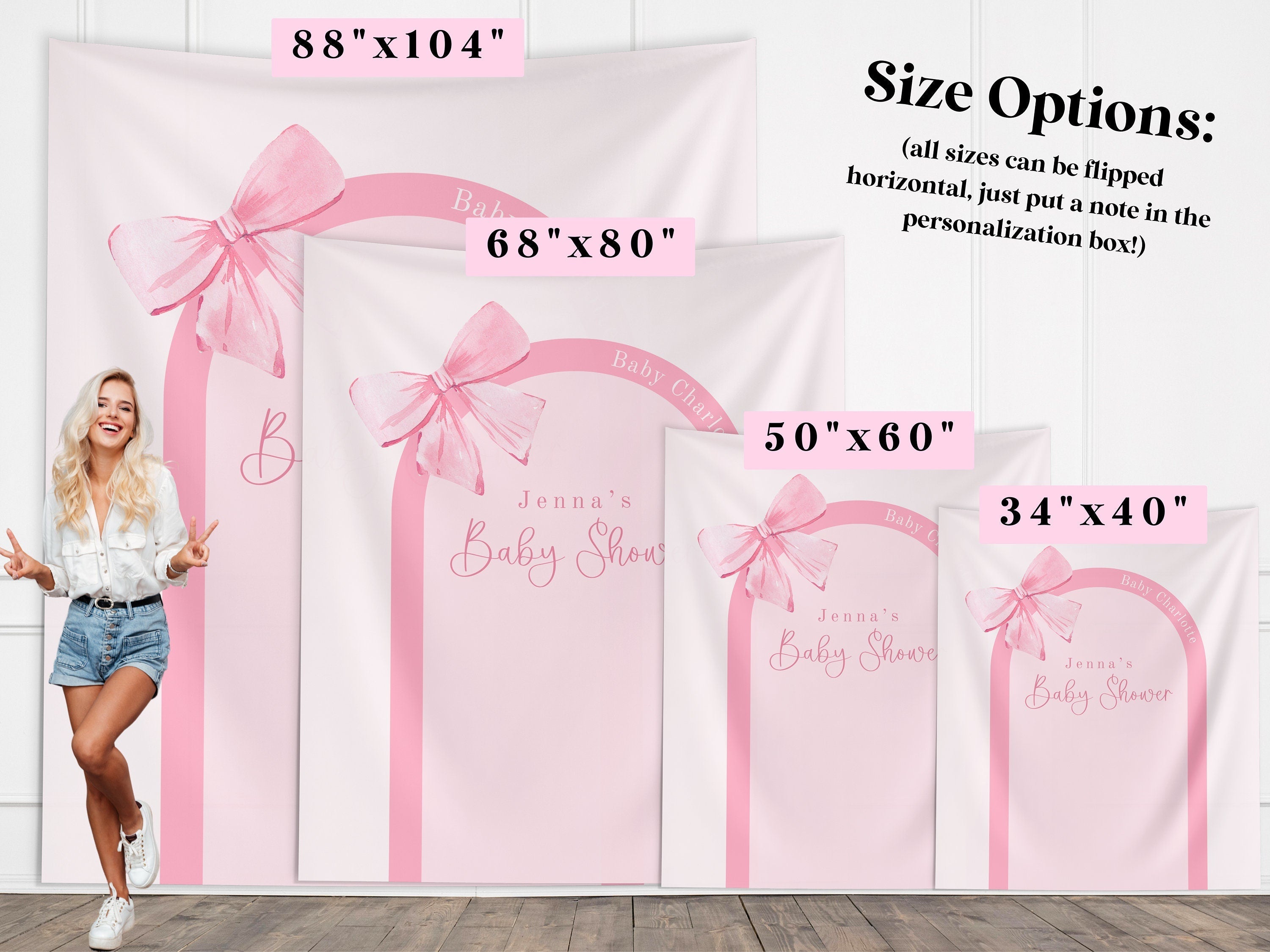 Bow Baby Shower Custom Banner Backdrop