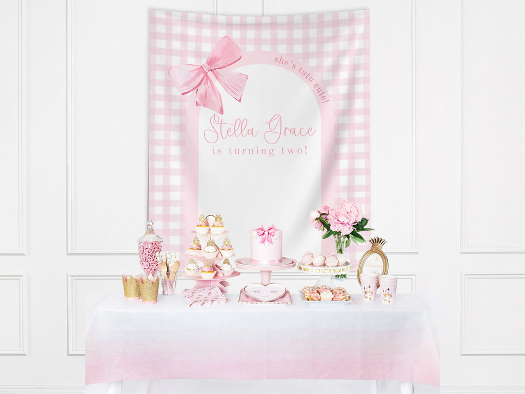 Bow Birthday Party Custom Banner Backdrop