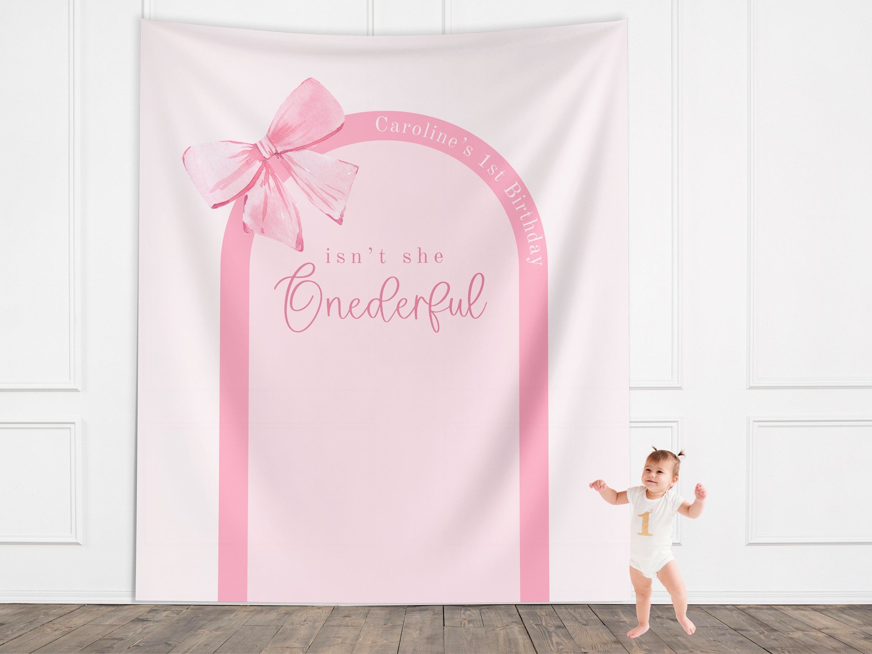 Bow Birthday Party Custom Banner Backdrop