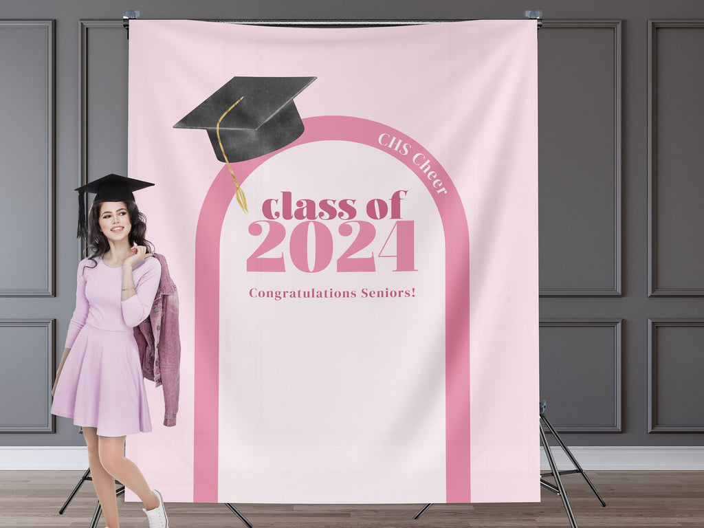 Cap & Arch Class of 2025 Custom Graduation Party Banner Backdrop