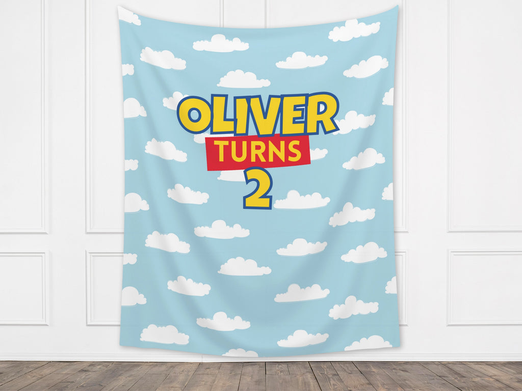 Toy Story Inspired Clouds Custom Banner Backdrop