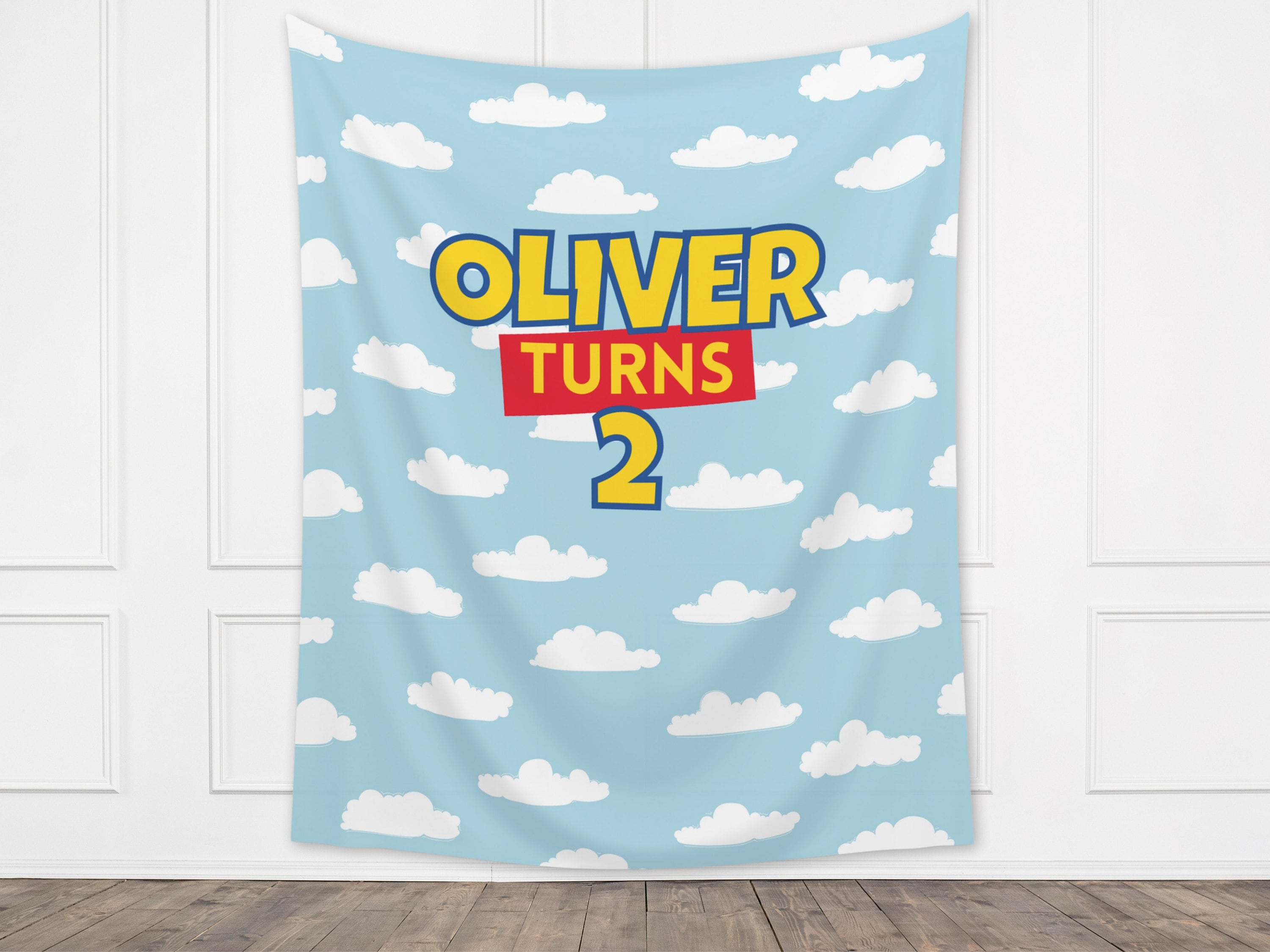 Toy Story Inspired Clouds Custom Banner Backdrop