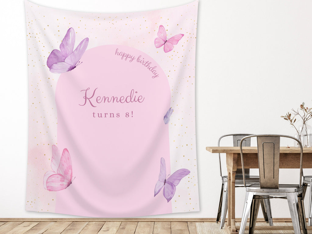 Little Butterfly Party Custom Banner Backdrop