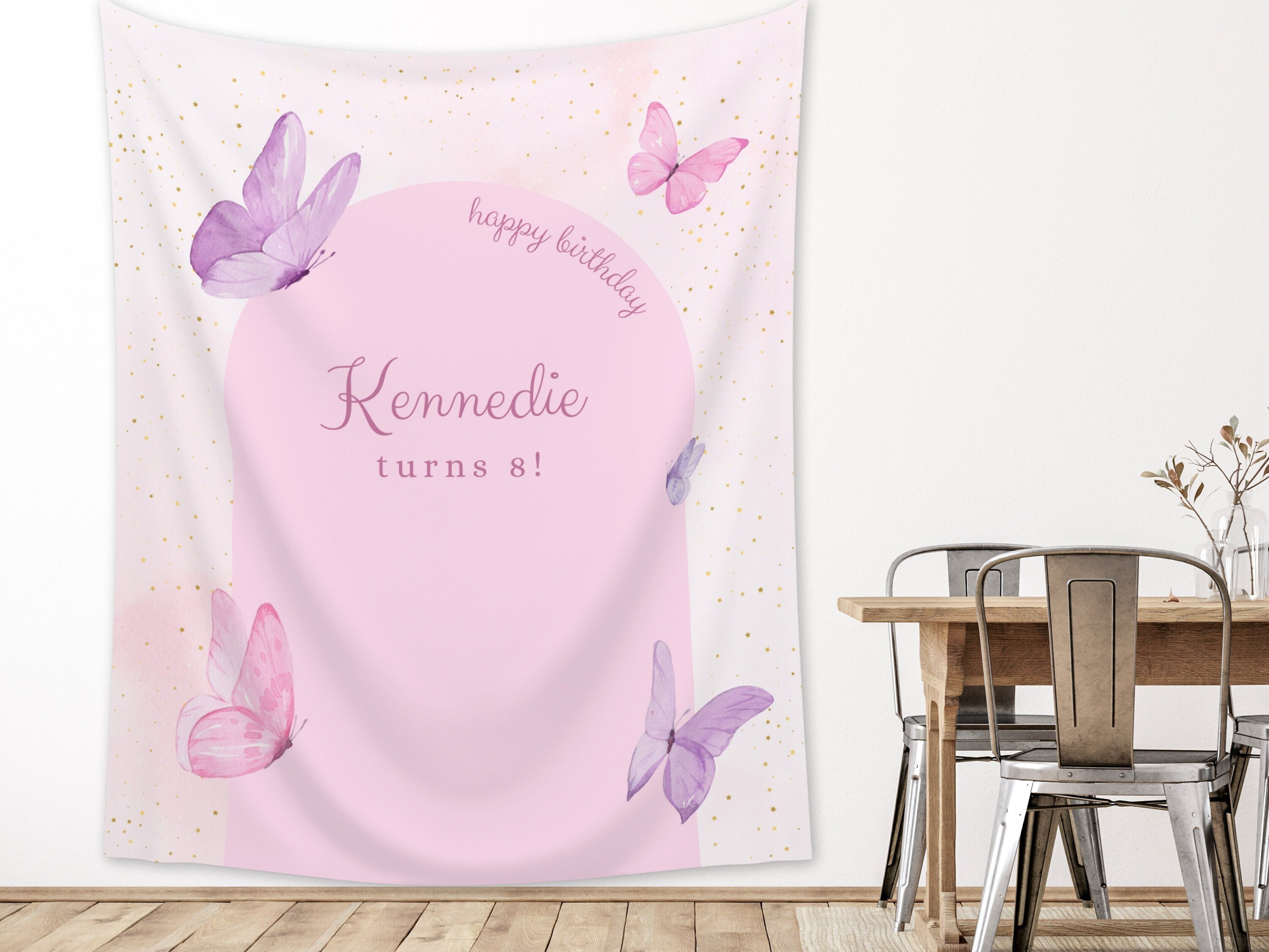 Little Butterfly Party Custom Banner Backdrop
