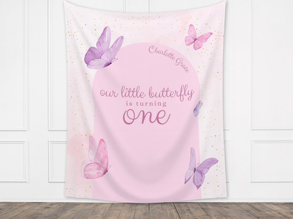 Little Butterfly Party Custom Banner Backdrop