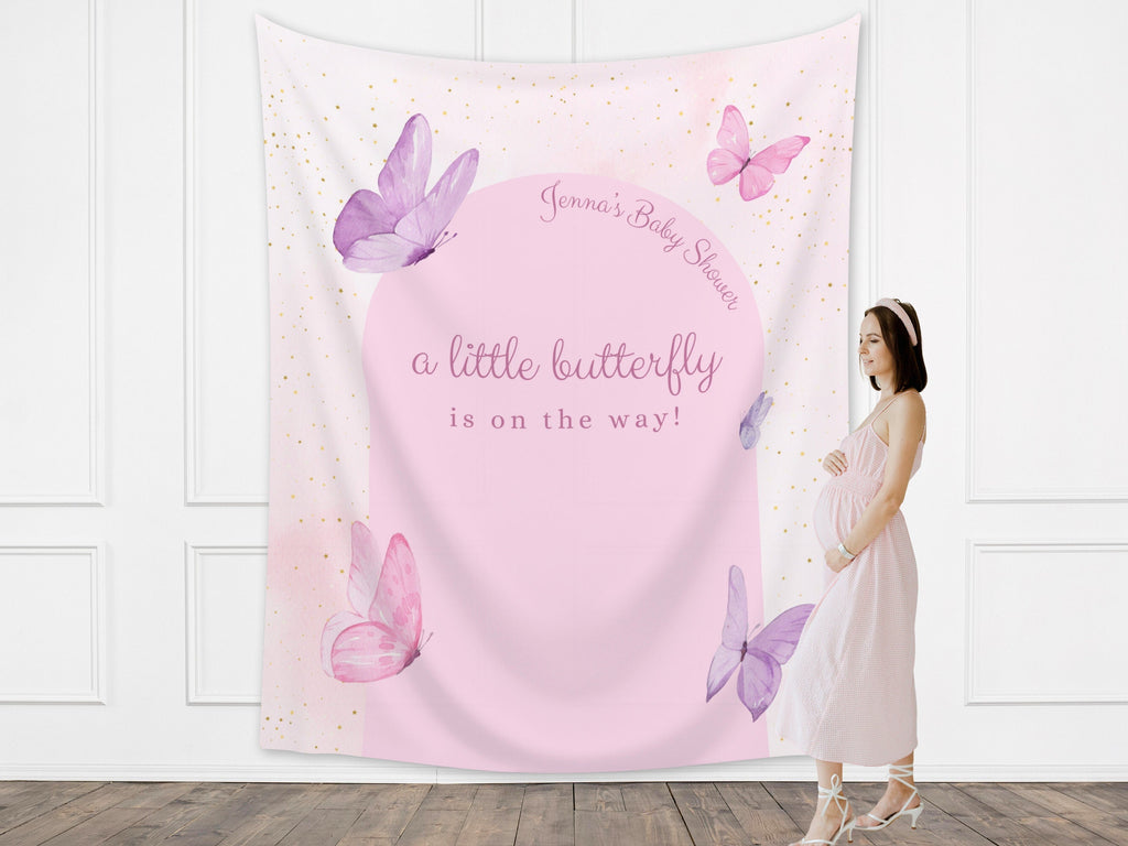 Little Butterfly Party Custom Banner Backdrop