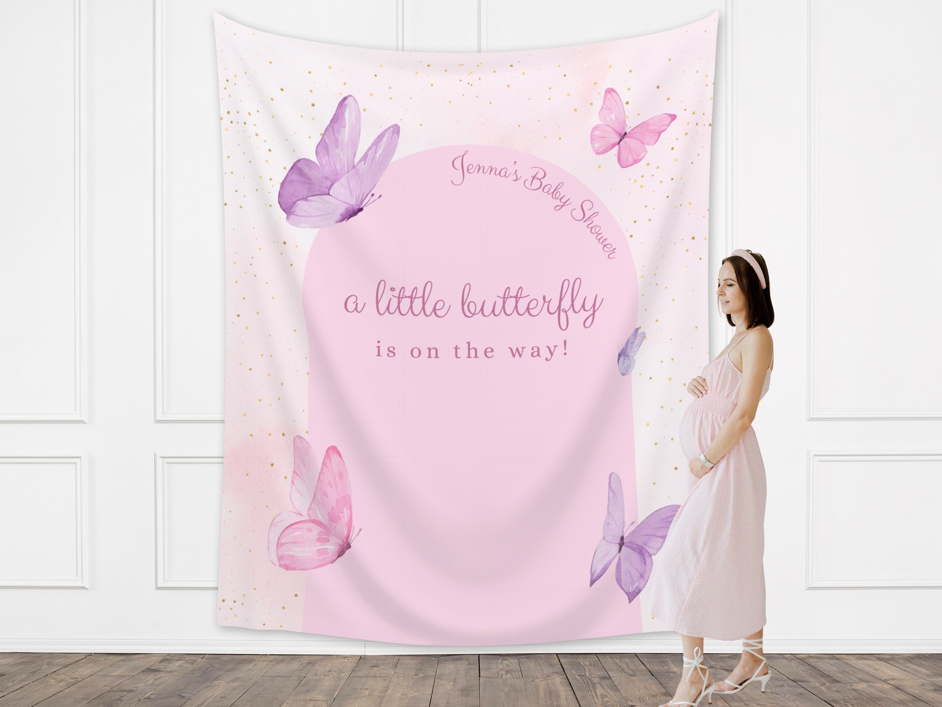 Little Butterfly Party Custom Banner Backdrop
