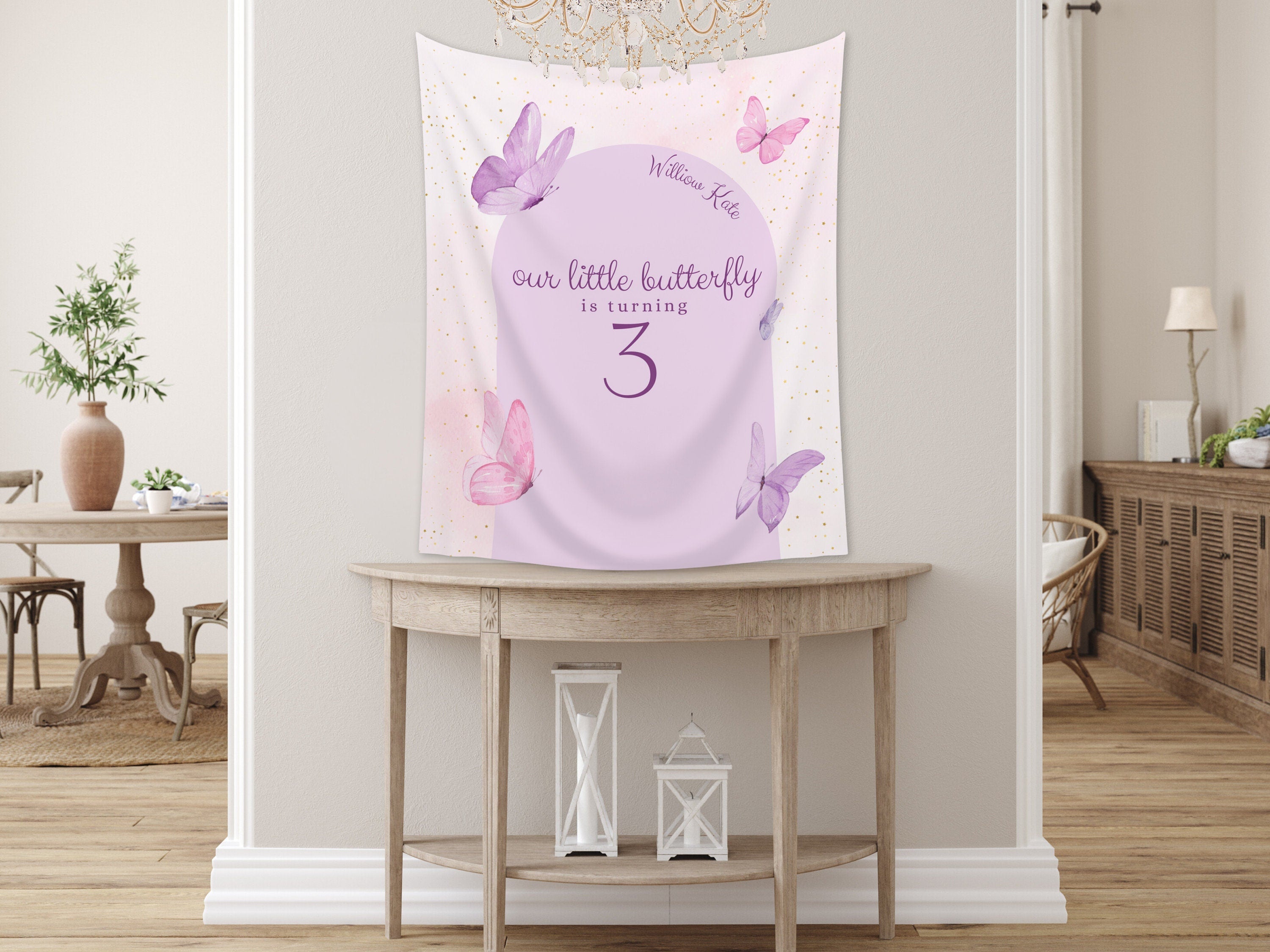 Little Butterfly Party Custom Banner Backdrop