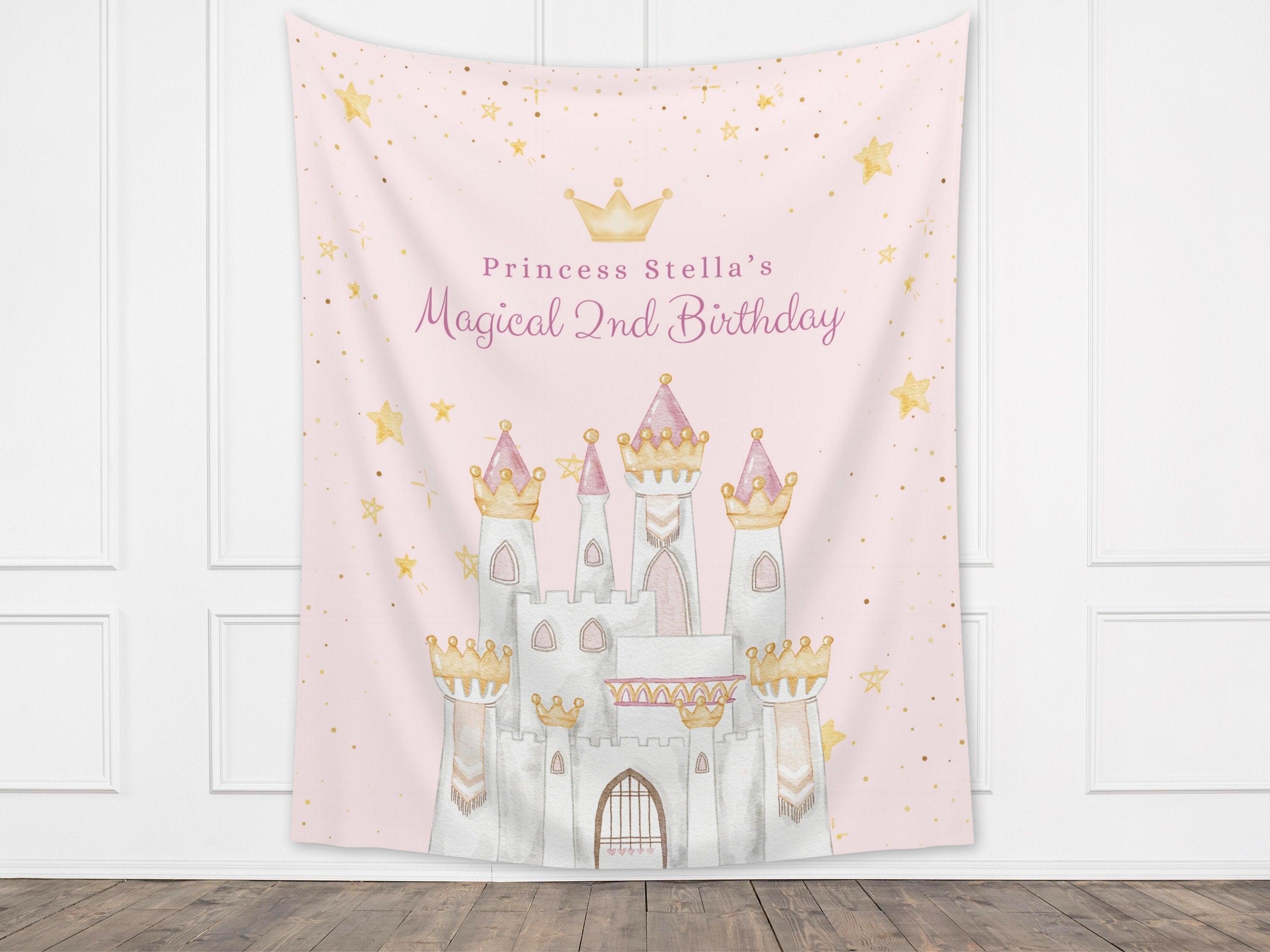 Princess Party Custom Banner, Magical Birthday Backdrop, Pink Girl Birthday Party Décor, Unicorn, Baby Shower, Girl 1st Birthday Girl Gift