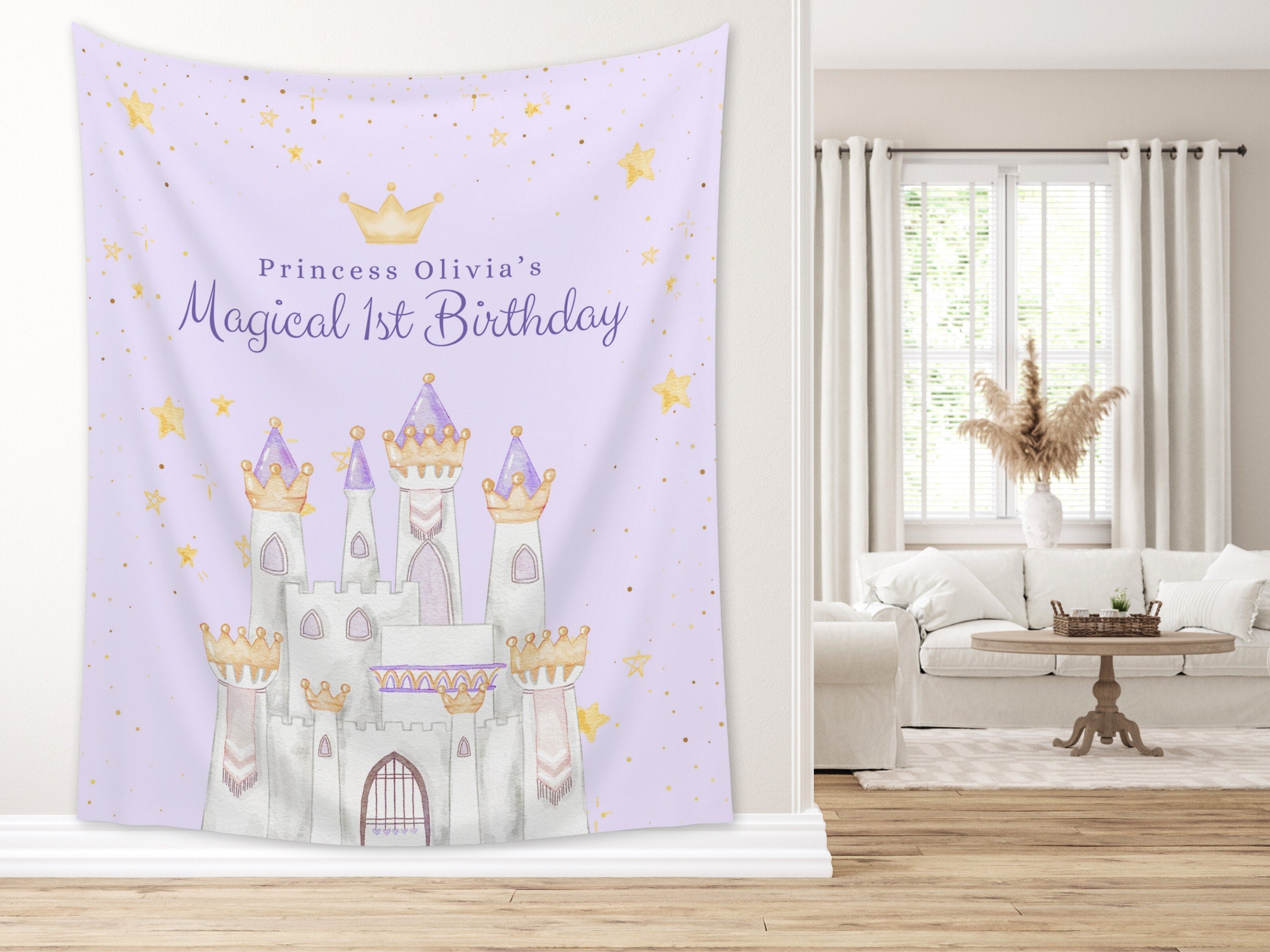 Princess Party Custom Banner, Magical Birthday Backdrop, Pink Girl Birthday Party Décor, Unicorn, Baby Shower, Girl 1st Birthday Girl Gift