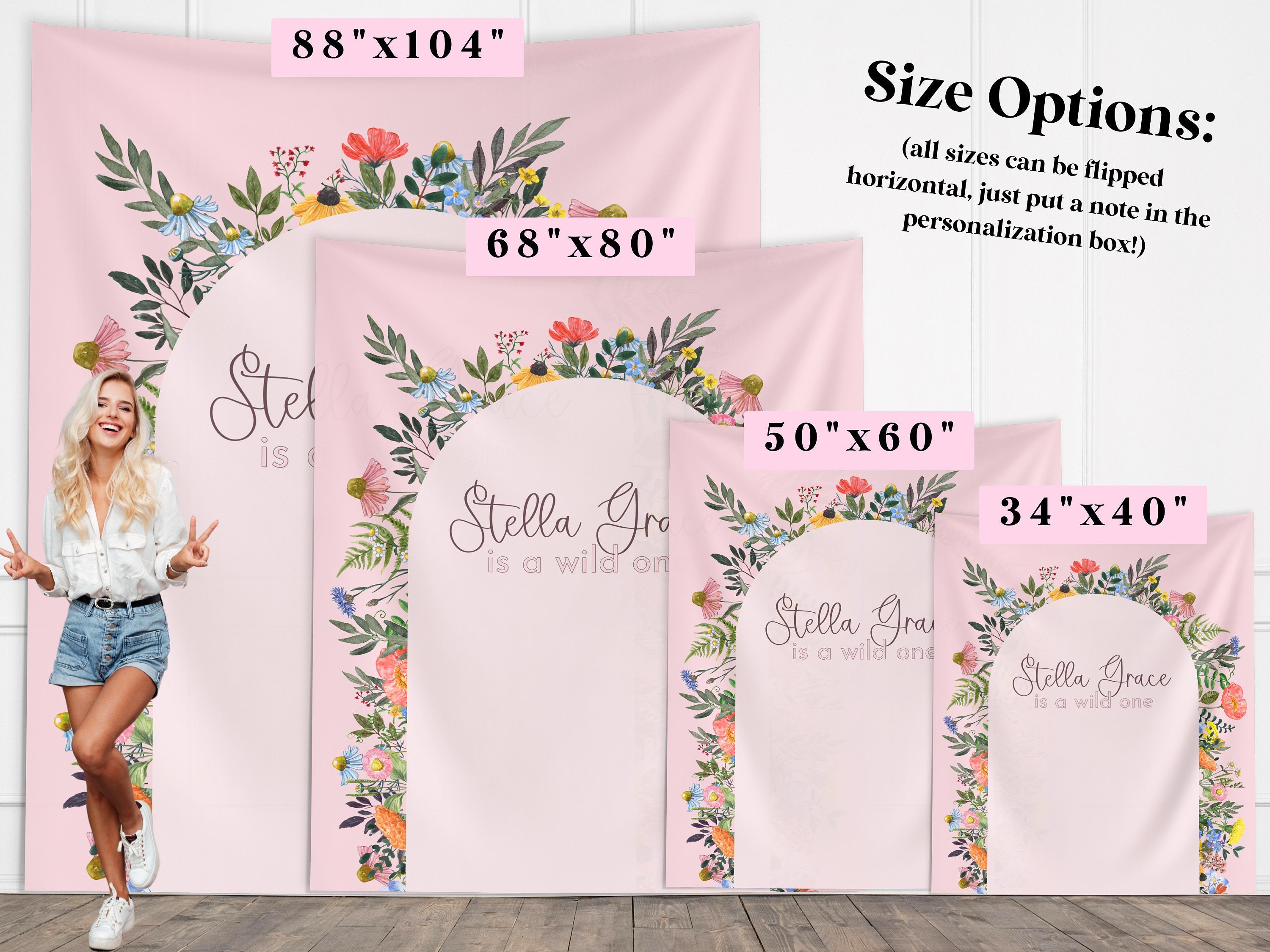 Little Wildflower Custom Birthday Banner Backdrop